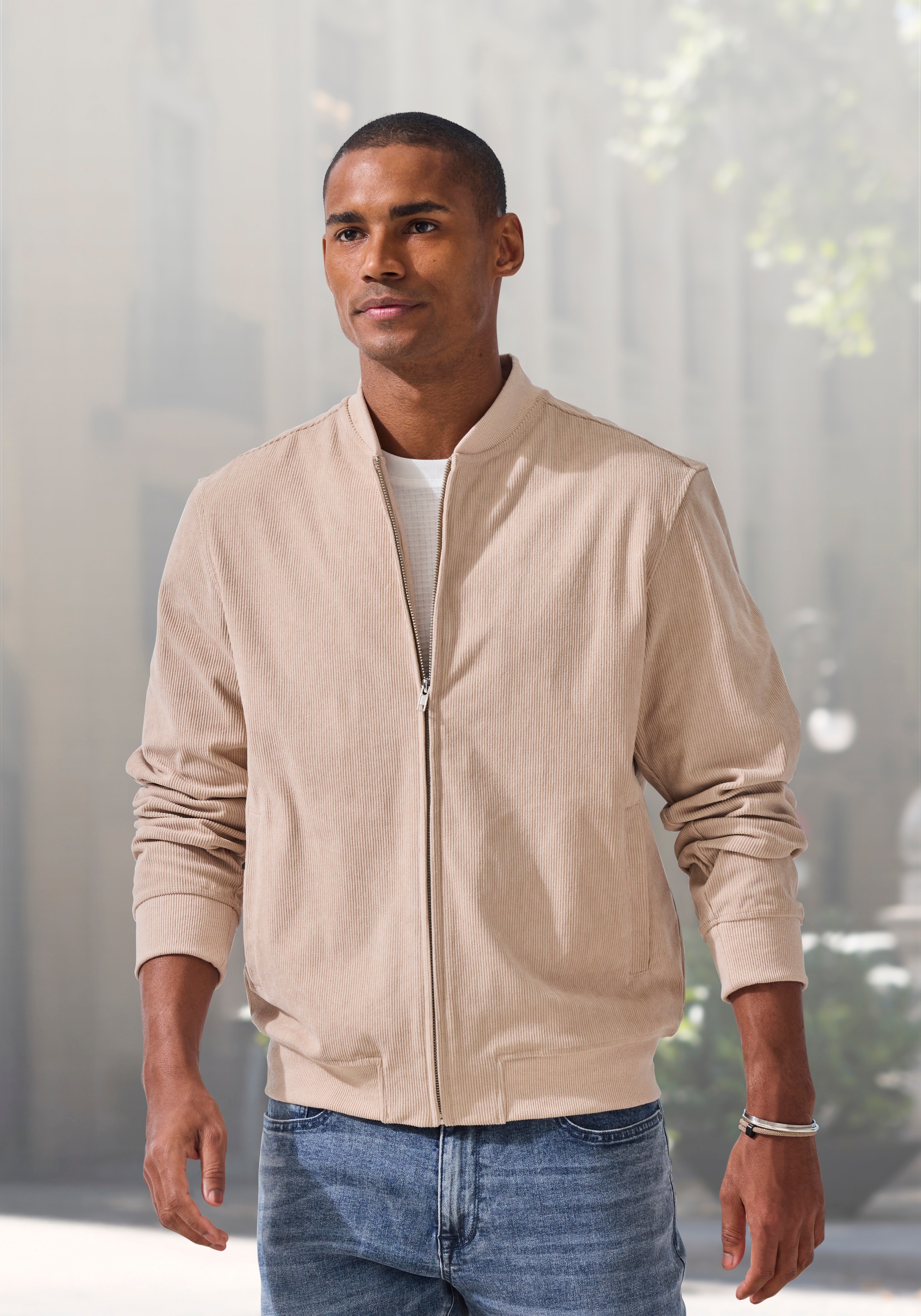 H.I.S Cordjacke "- Blouson mit Reißverschluss", Pilotenjacke / Übergangsjacke aus Cord, regular fit