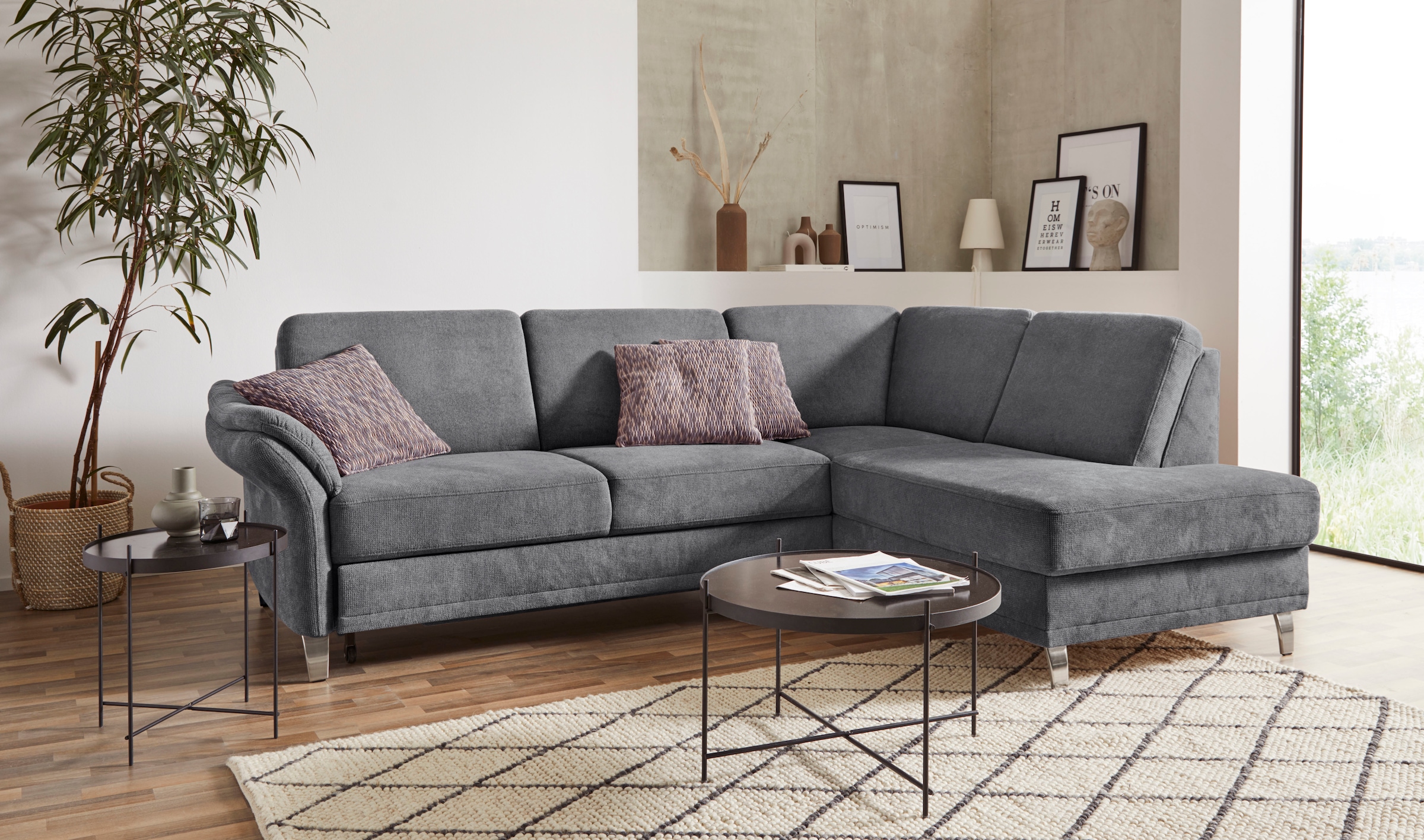 sit&more Ecksofa "Clio L-Form" wahlweise mit Schlaffunktion und Bettkasten, inklusive Federkern