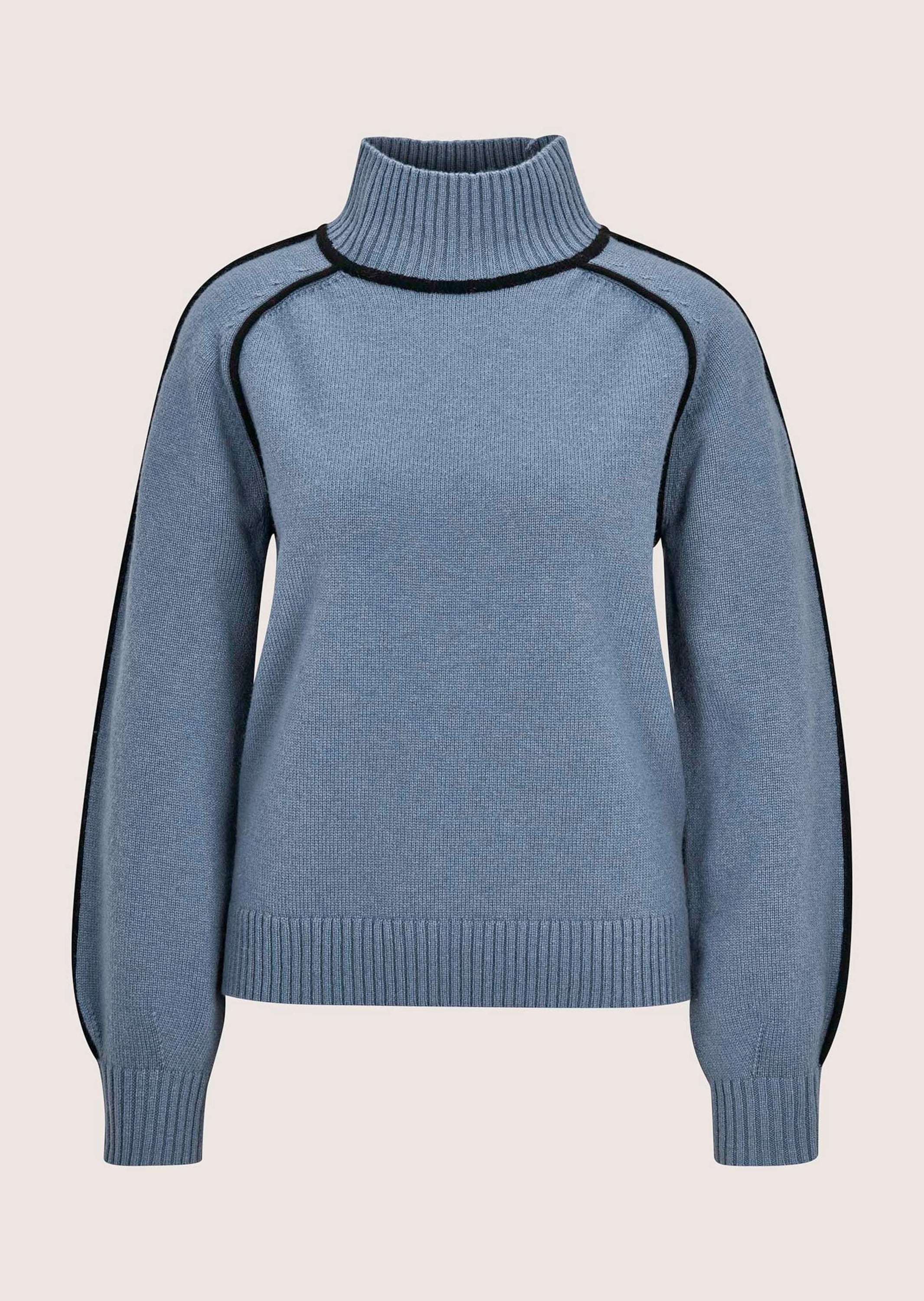 MADELEINE Longpullover "Feinstrickpullover Eleganter Strickpullover mit sportivem Esprit" Kontrastpiping