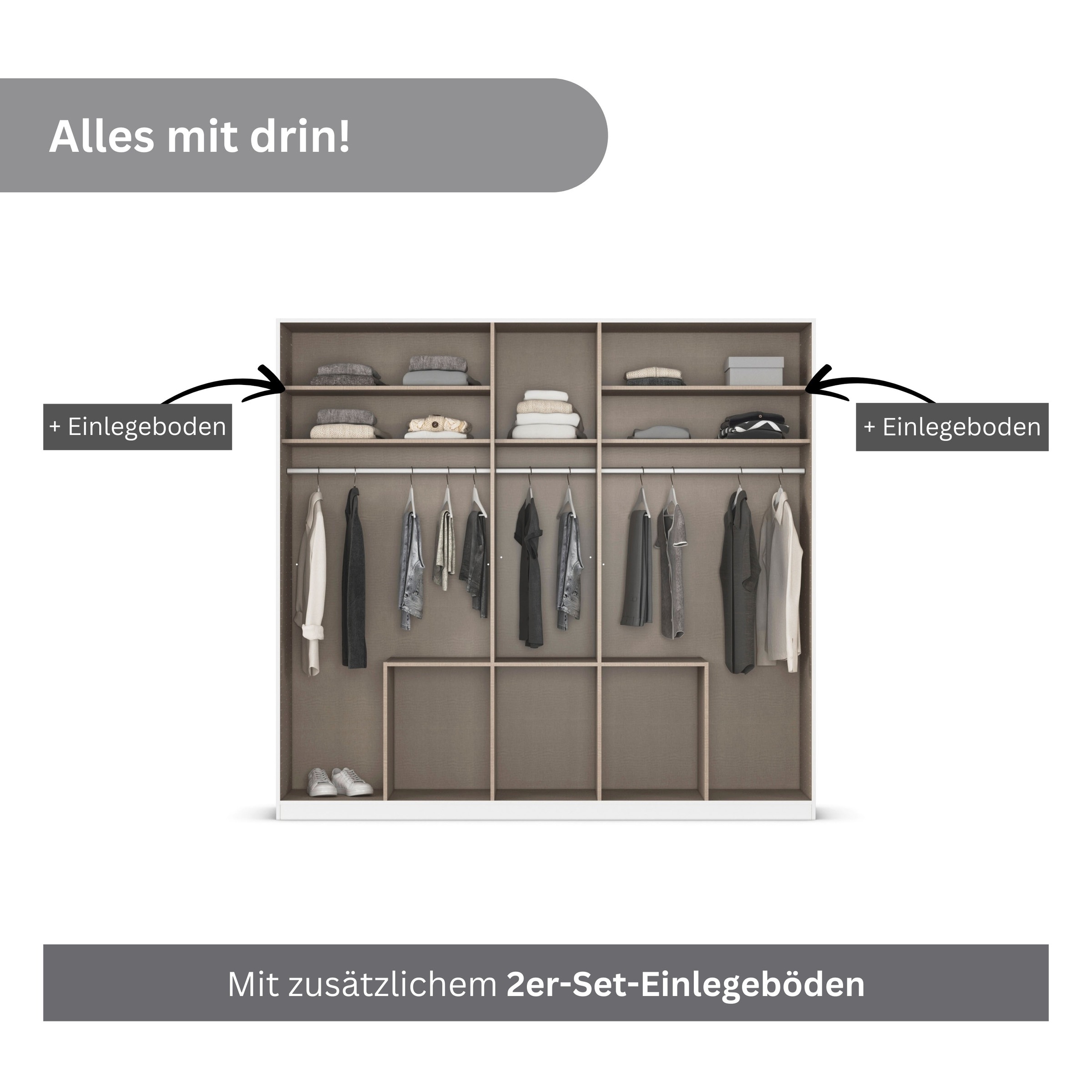 Thumbnail - OTTO home Drehtürenschrank "Kleiderschrank Schrank Garderobe AGORDO mit Dekor- oder Hochglanzfront" in zwei Griff-Farben...