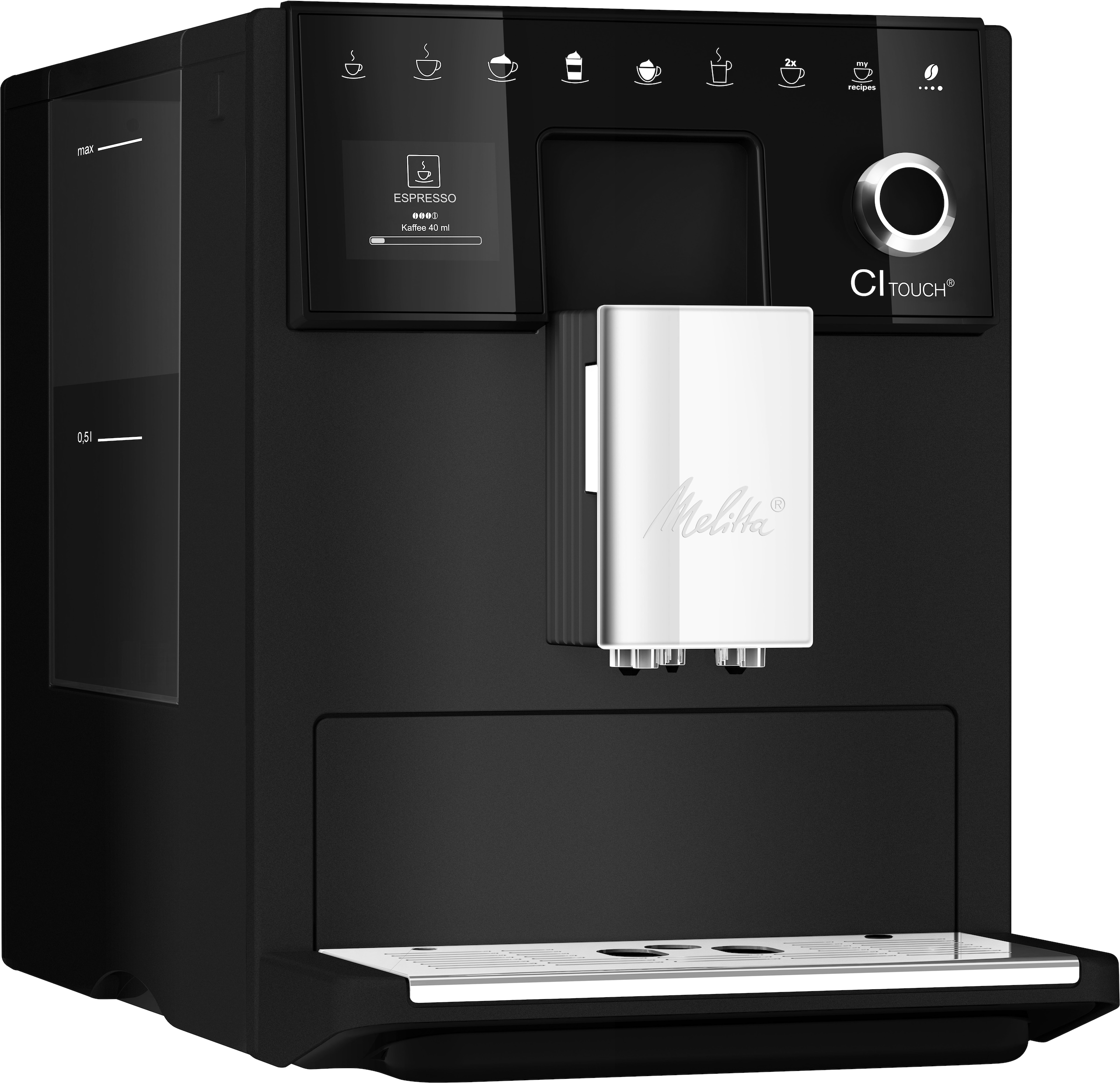 Melitta Kaffeevollautomat »CI Touch® F630-112«, frosted black, 2-Kammern-Bohnenbehälter, One Touch Bedienung