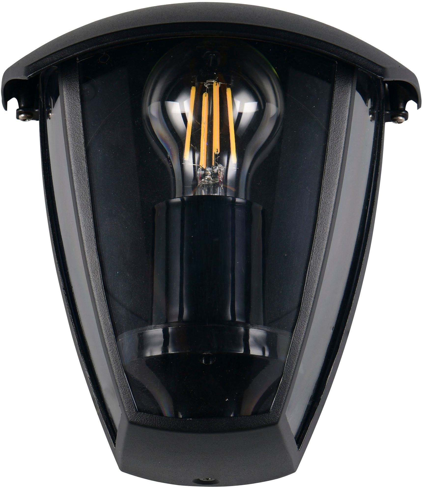 TRIO Leuchten Außen-Wandleuchte »VENTA, Outdoor Hauswand Fassadenbeleuchtung, exkl 1x E27 max 10W, IP44«, 1 flammig, Leuchtmittel E27 | Leuchtmittel wechselbar, Wandlampe Garten Terrasse, Aluminium mit Kunststoff Schirm transparent