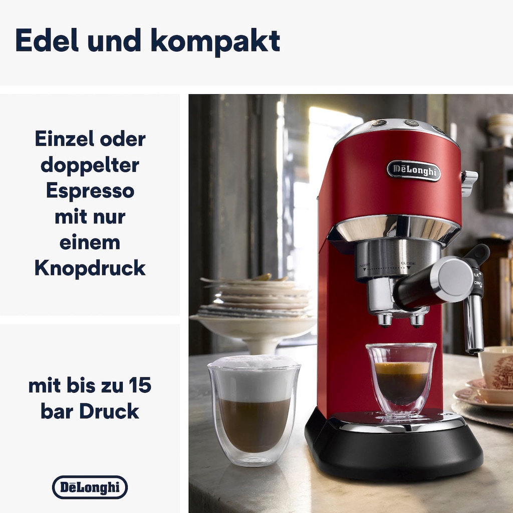 De'Longhi Siebträgermaschine »Dedica Style EC 685.R«, 1350 Watt, 15 Bar