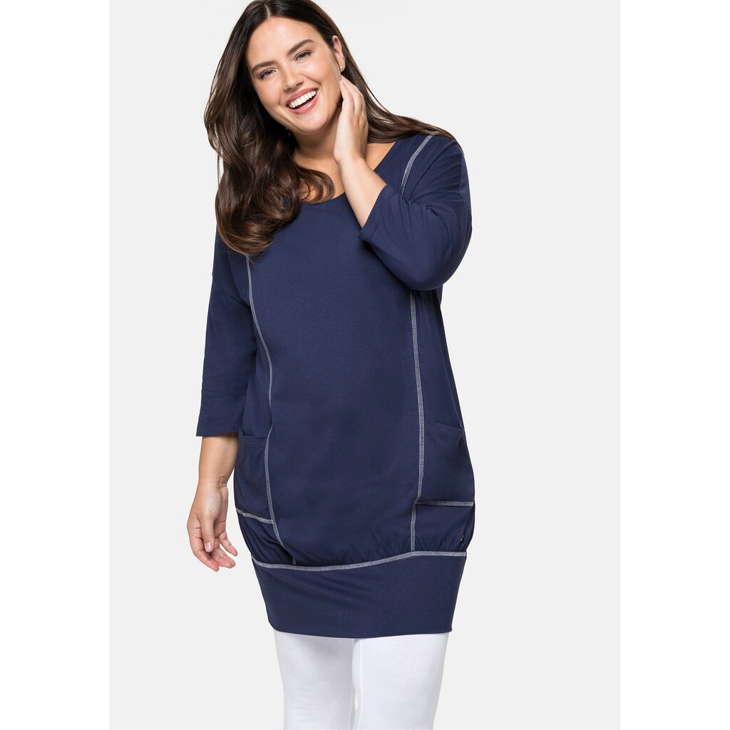 Damenmode Kleider Sheego Shirtkleid »Relax-Shirtkleid«, mit 3/4-Ärmeln und Eingrifftaschen marine