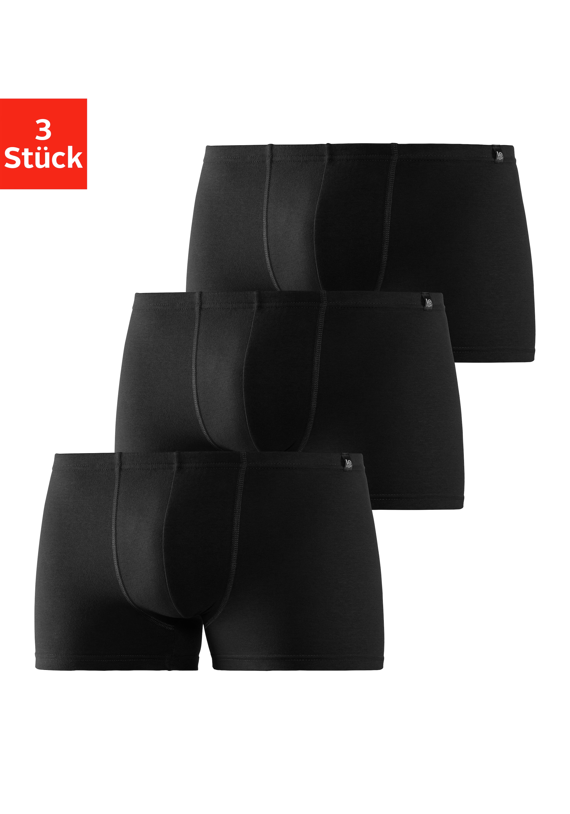 le jogger® Boxer »Boxershorts für Herren«, (Packung, 3 St.), schmaler Bund mit Markenlabel