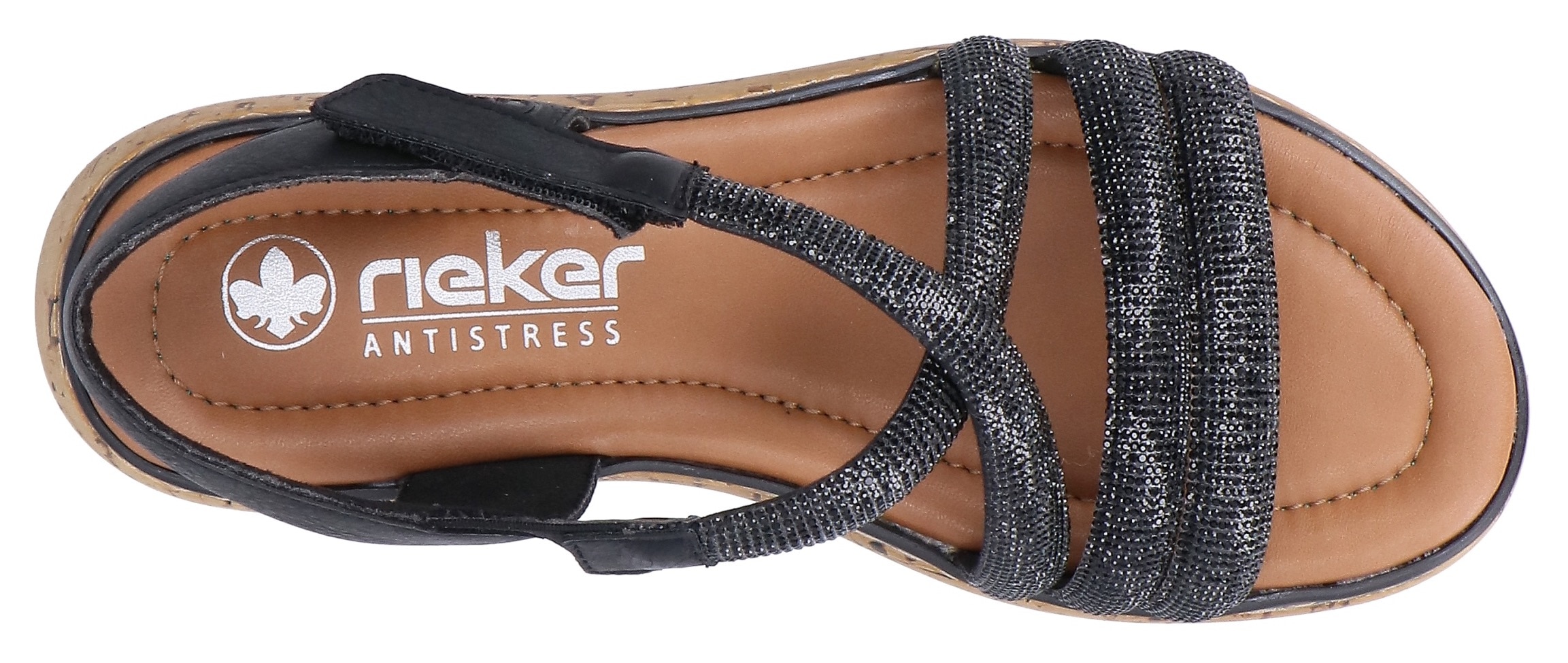 Rieker Sandale  Keilsandale, Plateausandalette, Sommerschuh mit Glitzersteine