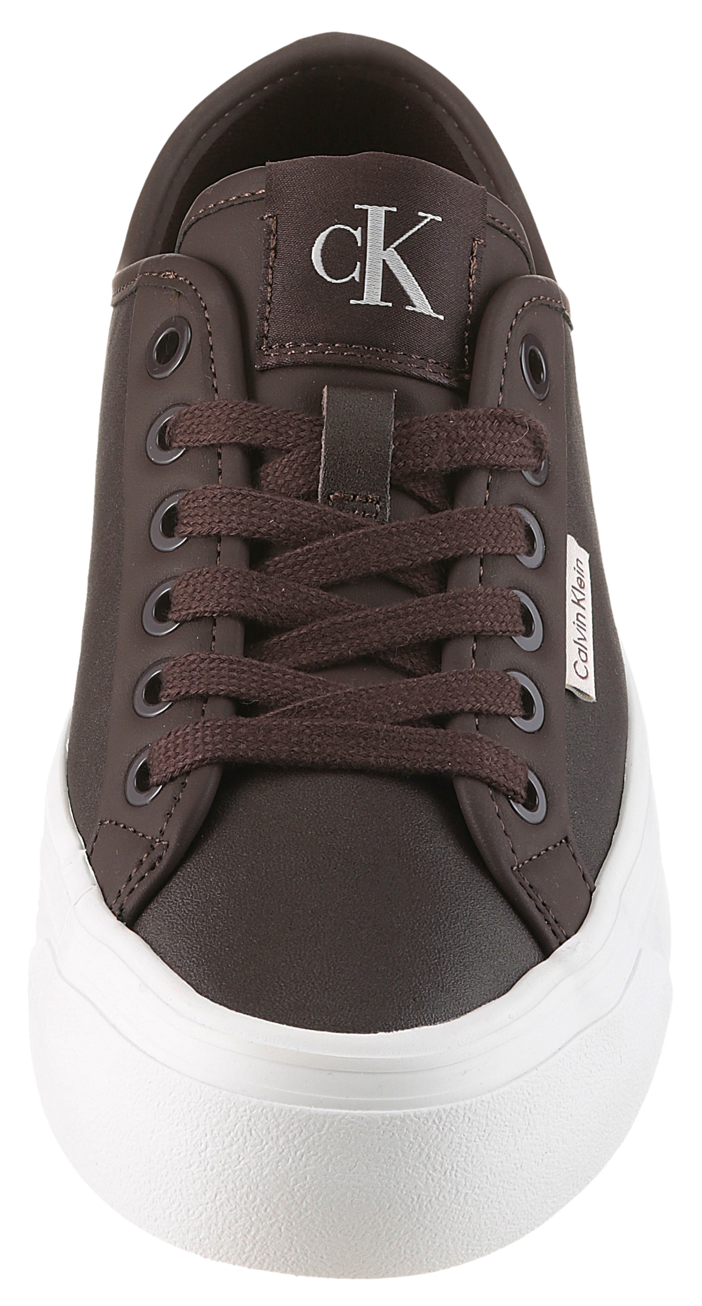 Calvin Klein Jeans Plateausneaker »VULC FLATF LACE UP LTH CK«, Schnürschuh, Halbschuh, Freizeitsneaker mit CK-Logo