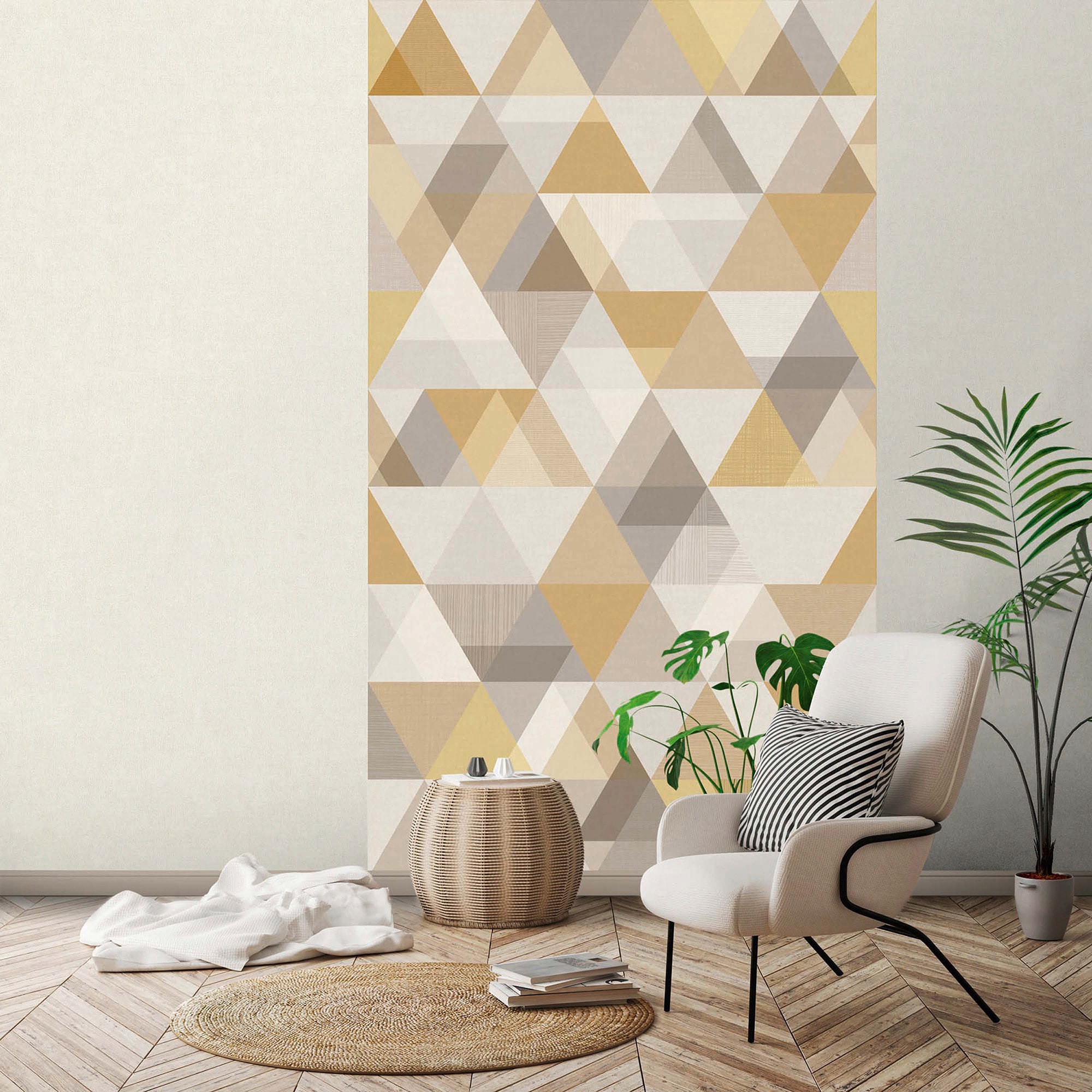Bodenmeister Fototapete »Dreiecke gold beige«