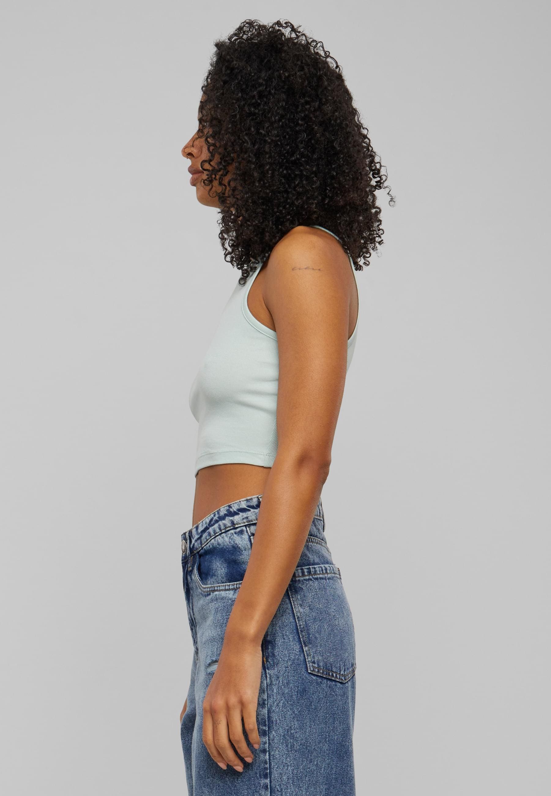 URBAN CLASSICS Muskelshirt »Urban Classics Damen Ladies Organic Cropped Rib Top«, (1 tlg.)