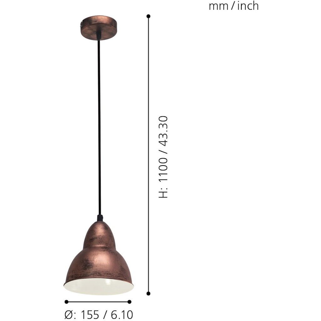 EGLO Pendelleuchte »TRURO«, 1 flammig-flammig