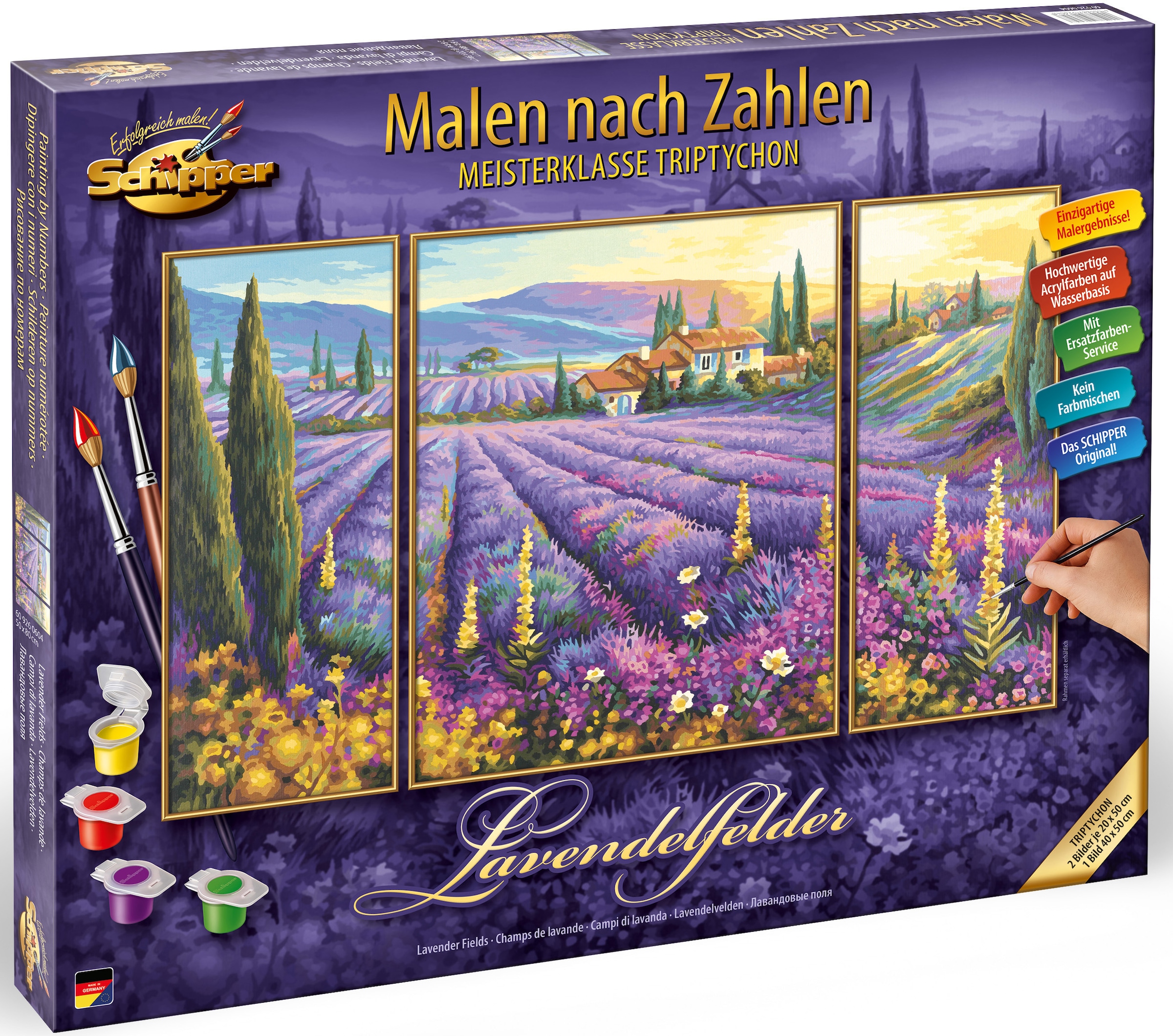 Germany Triptychon BAUR Schipper - nach »Meisterklasse Lavendelfelder«, Malen | in Made Zahlen