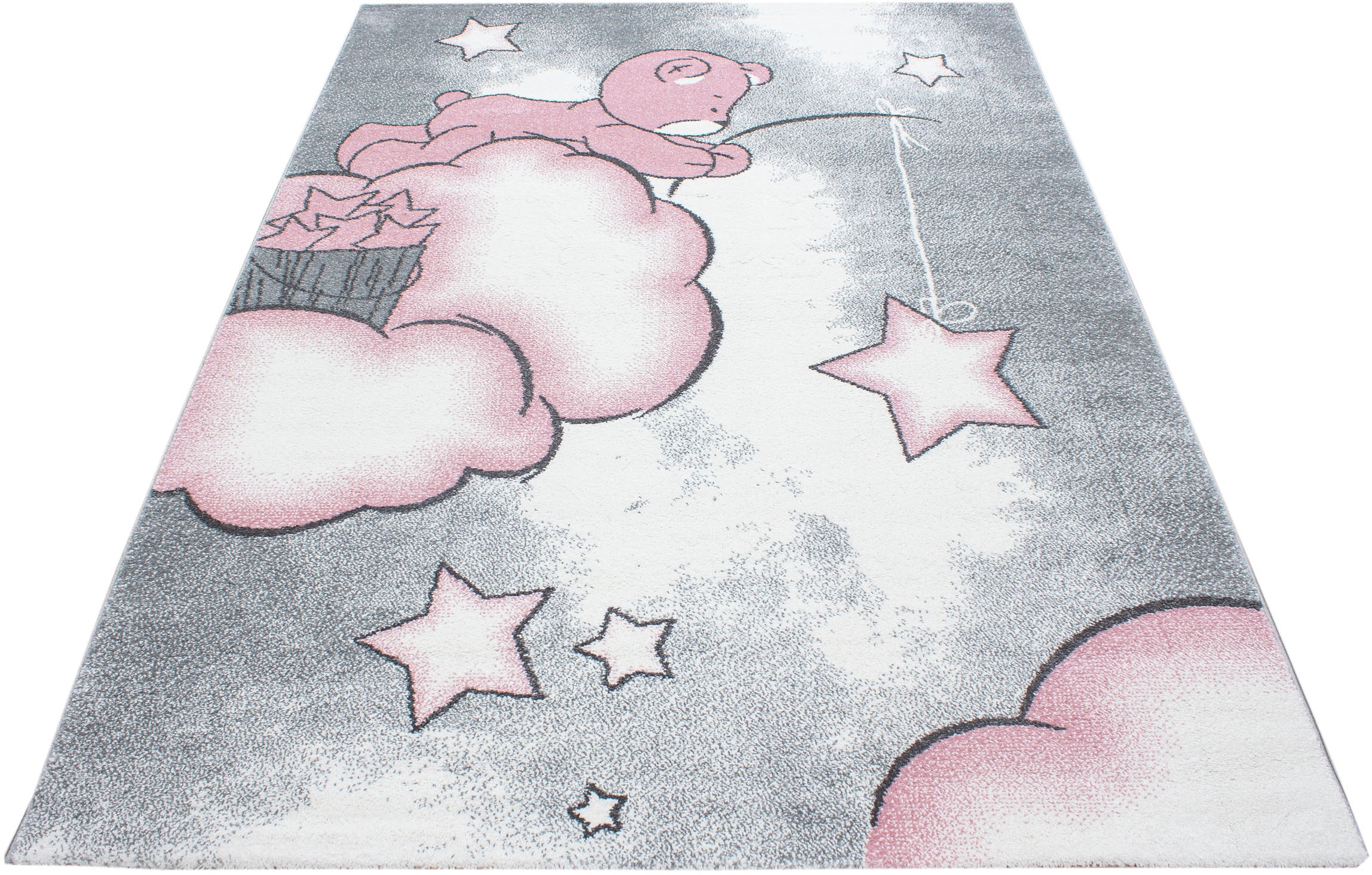 Ayyildiz Teppiche Kinderteppich »Kids 580«, rechteckig, 12 mm Höhe, auch in rund, Teddybär, Sterne Design, Kurzflor