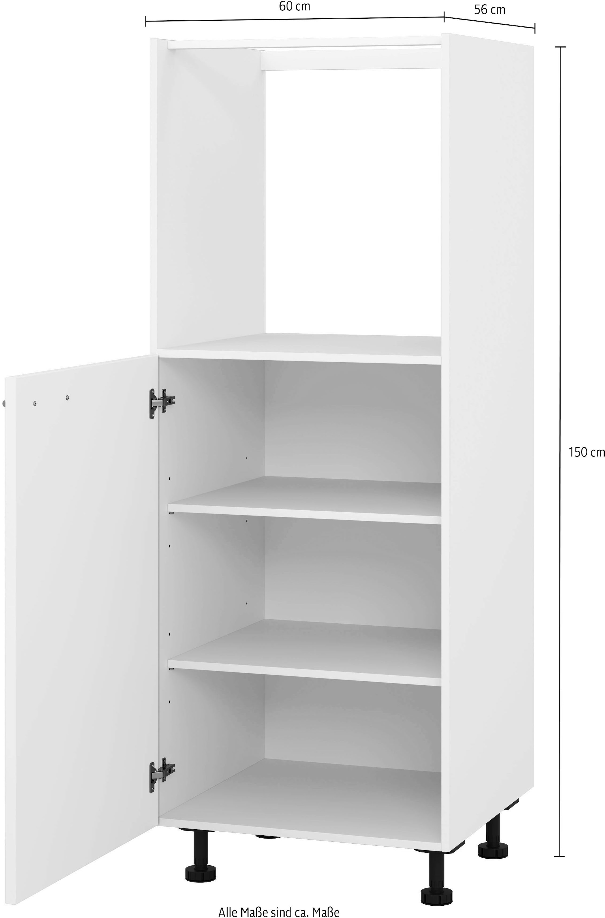 KOCHSTATION Backofenumbauschrank »"KS-Scafa", wahlweise Türschlag rechts oder links«, Breite/Höhe: 60/150 cm, mit zwei Einlegeböden
