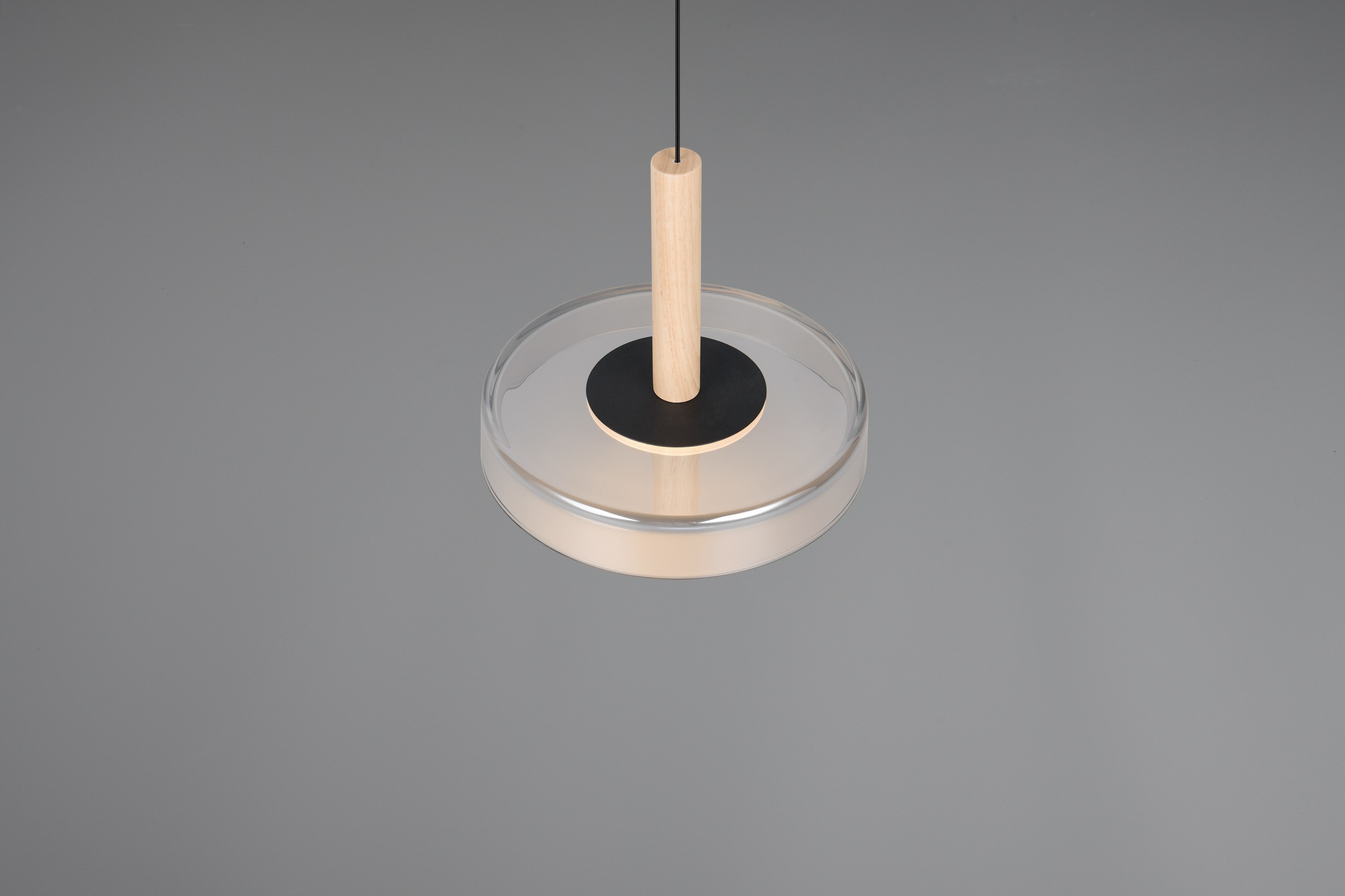 TRIO Leuchten LED Pendelleuchte »CELESTE dimmbare LED Hängelampe aus Metall Glas & Holz, 10W 1100 Lumen«, 1 flammig, Leuchtmittel LED-Board | LED fest integriert, einfach höhenverstellbar von 50-200 cm, Ø 22cm, 3-Stufen Dimmfunktion