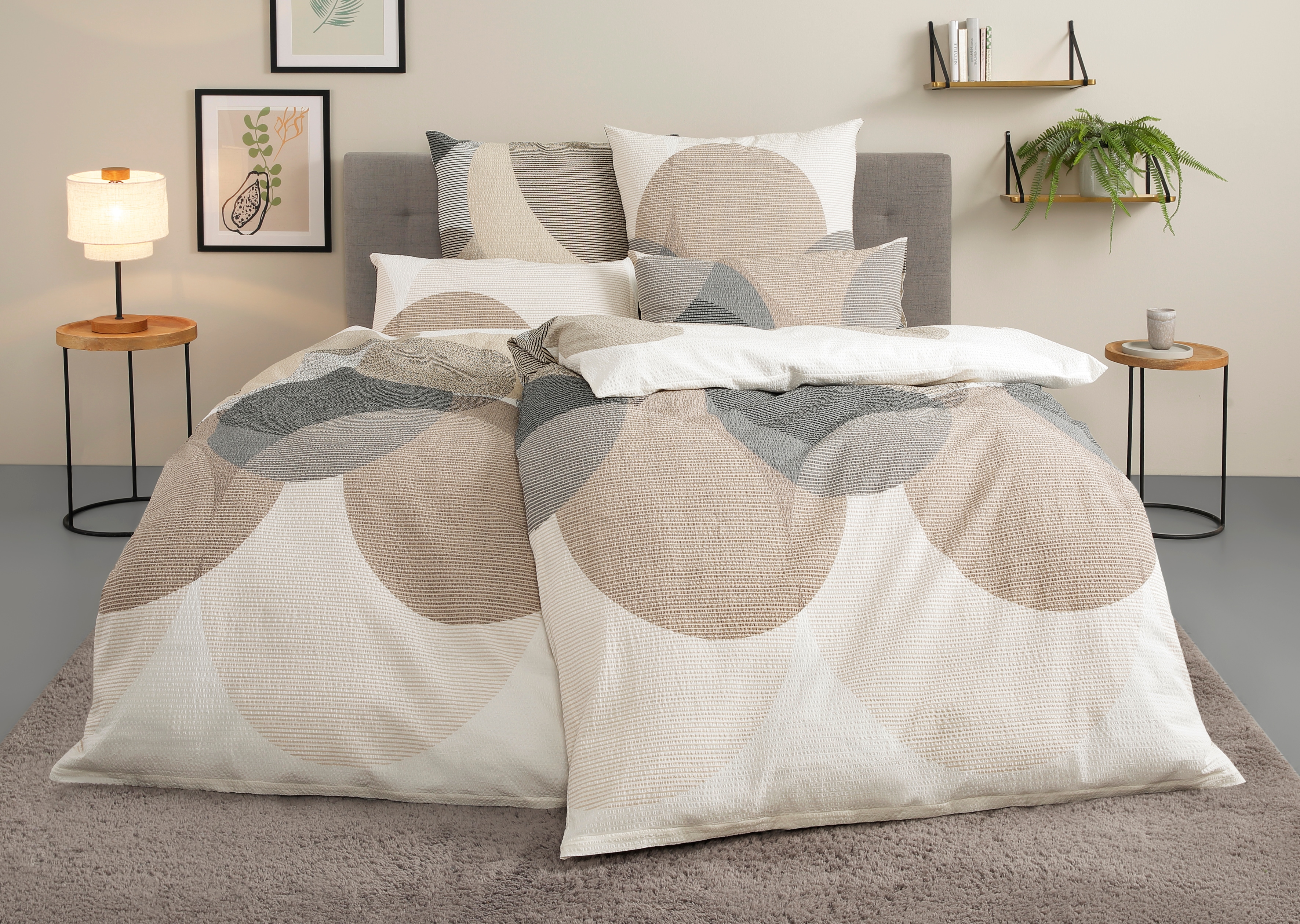 OTTO home Bettwäsche "Carla ab Gr. 135x200 cm und in drei Qualitäten" 2 Stk. 100% Baumwolle, geometrisches Design, Kreise, Bierbaum by OTTO home
