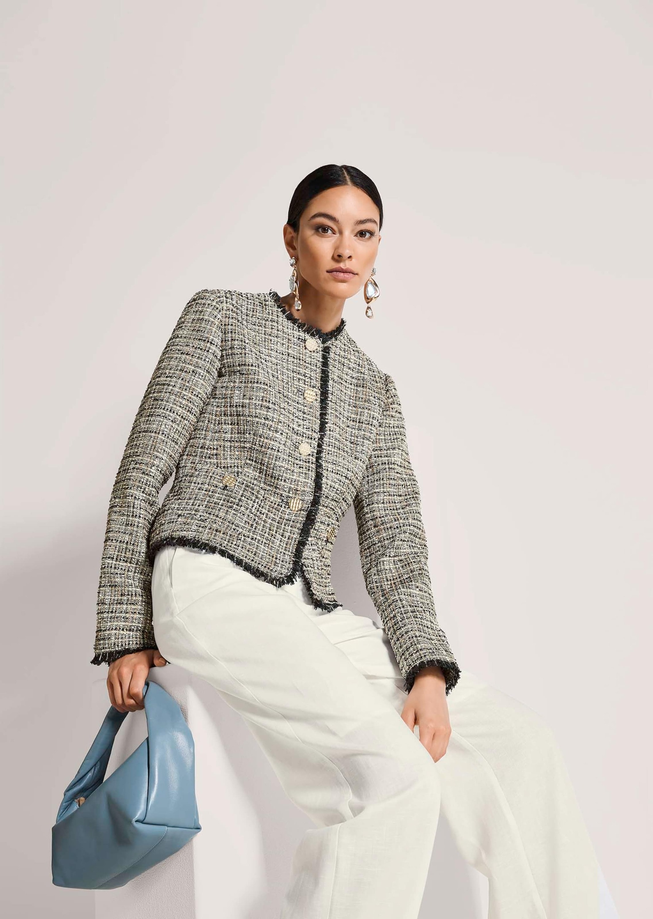 MADELEINE Jackenblazer »Blazer Tweed-Blazer mit Fransendetails« Tweed Blazer mit Fransendetails