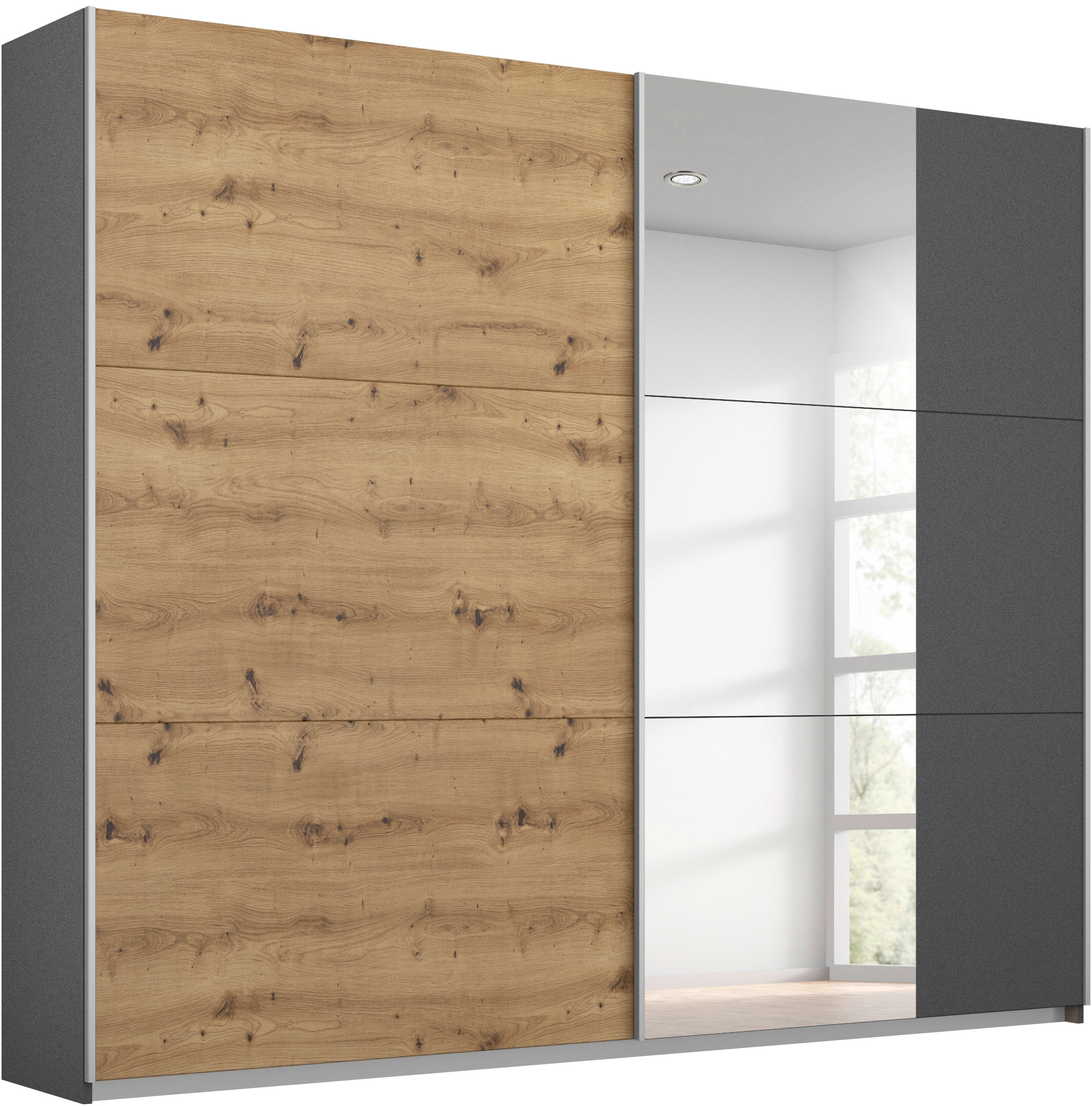 rauch Schwebetürenschrank "Kleiderschrank Schrank Garderobe AURELIO" 3 Ausstattungen BASIC/CLASSIC/PREMIUM (inkl. SOFT-CLOSE-FUNKTION), zeitloses Design, viele Farben, Breiten 175/218/261 cm MADE IN GERMANY