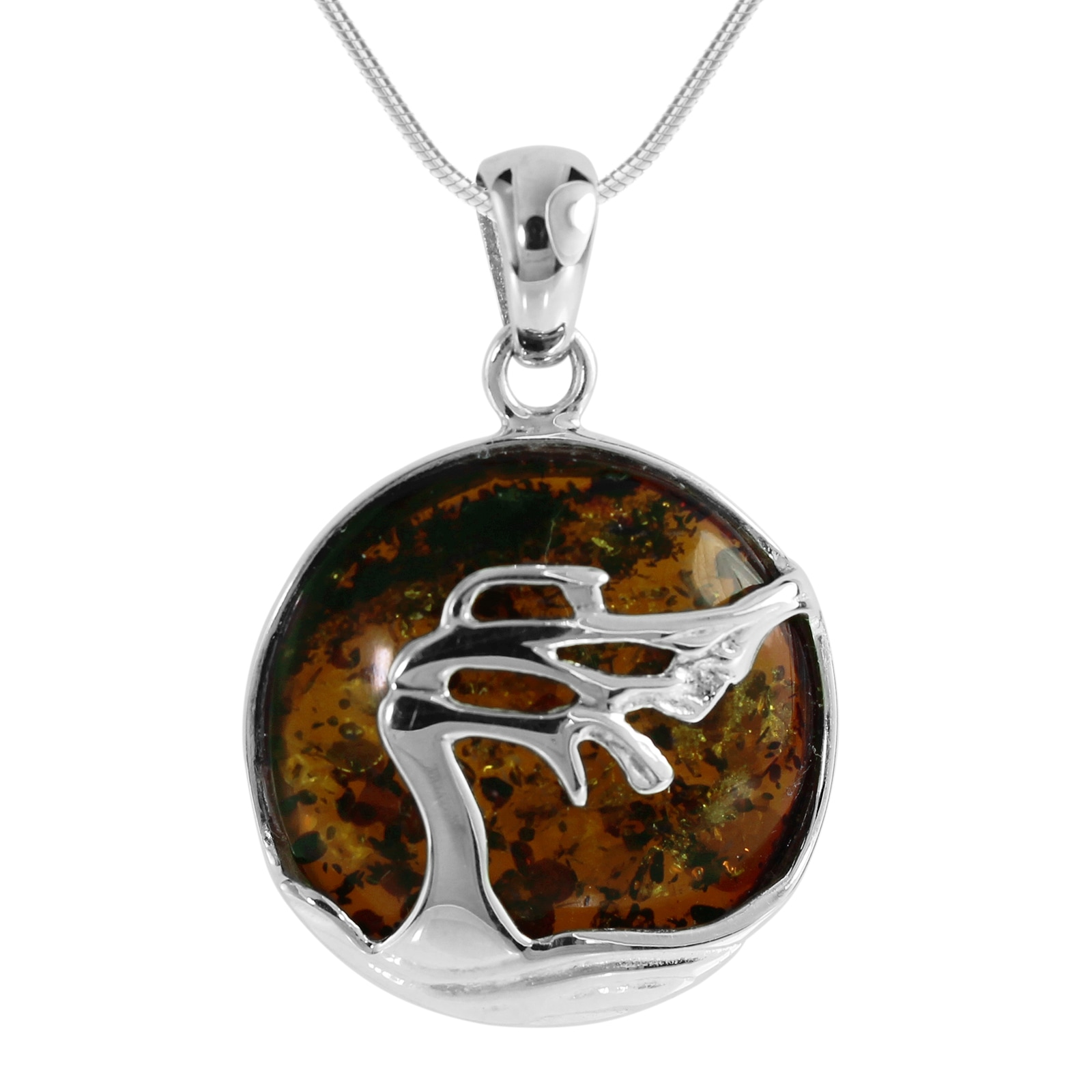 Kette mit Anhänger OSTSEE-SCHMUCK "- Windflüchter 21 mm - Silber 925/000 - Bernstein" Gr. 50, silber (silber 925, silberfarben, weiß), Schmuck_Sets, Damen, 50, Silber 925 (Sterlingsilber)