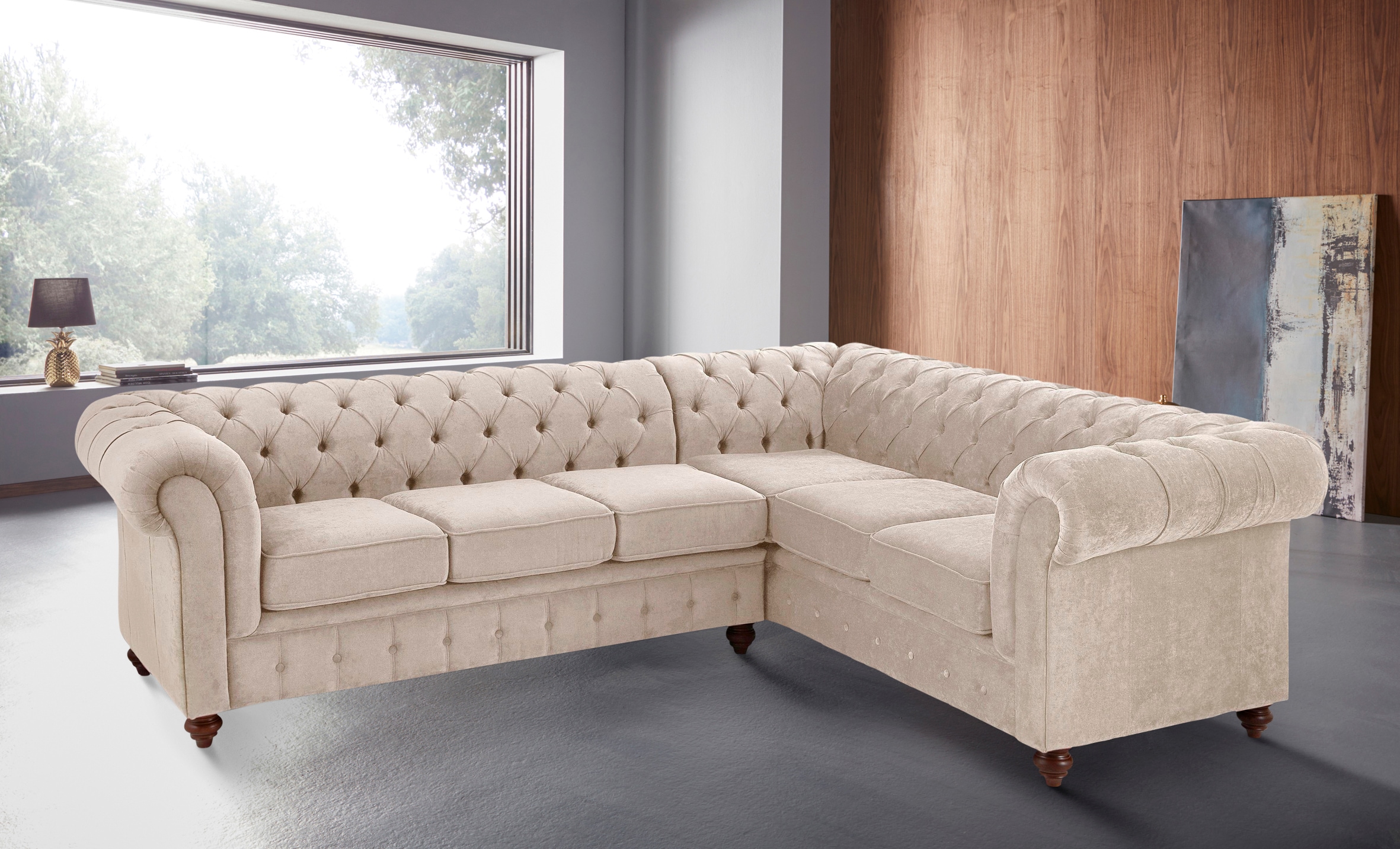 Home affaire Chesterfield-Sofa "Chesterfield Ecksofa, auch in Leder L-Form" günstig online kaufen