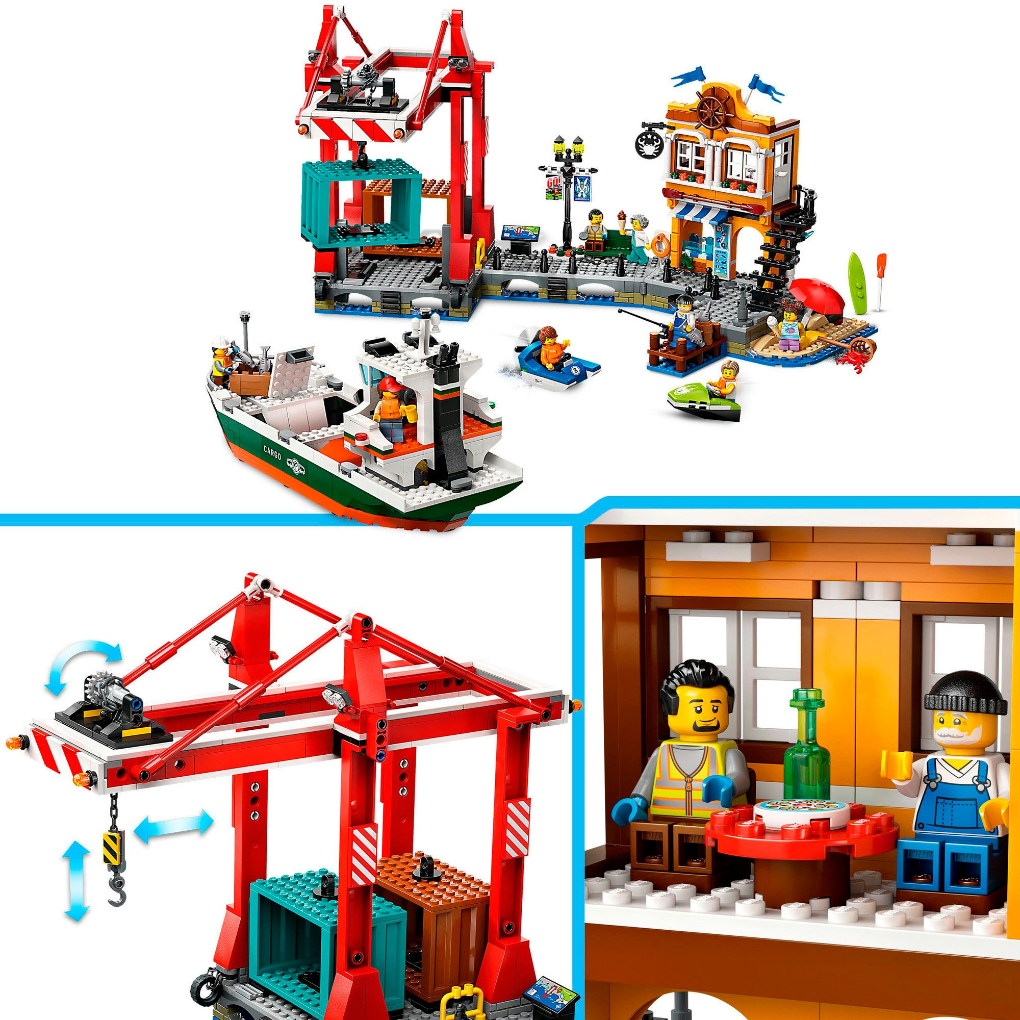 LEGO® Konstruktionsspielsteine »Hafen mit Frachtschiff (60422), LEGO City«, (1226 St.), Made in Europe