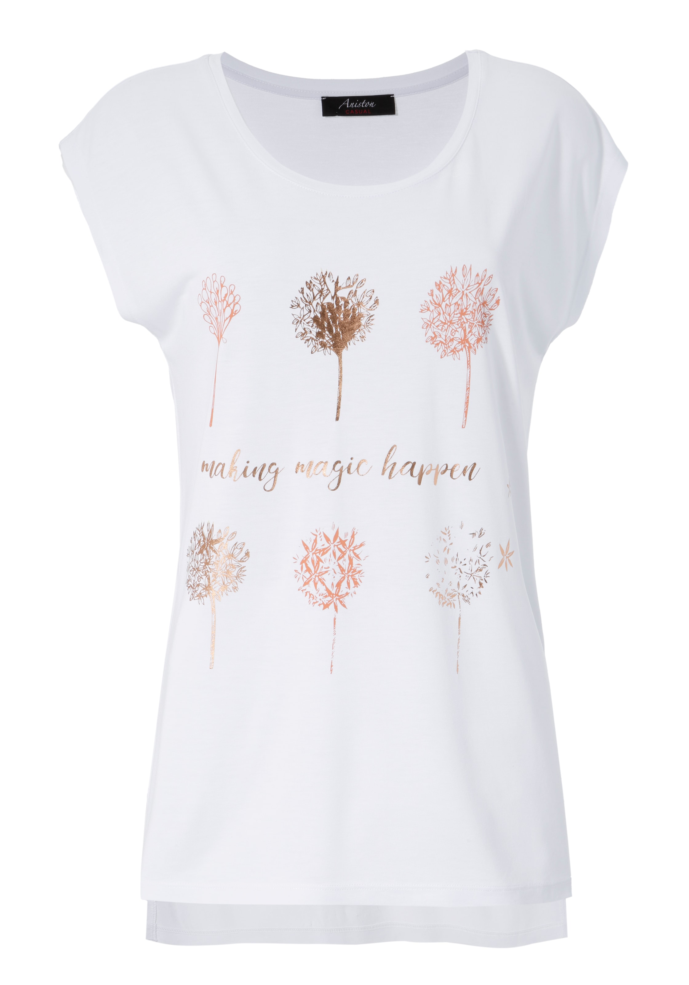 Aniston CASUAL T-Shirt, mit Frontdruck, teilweise glitzernder Folienprint  für bestellen | BAUR