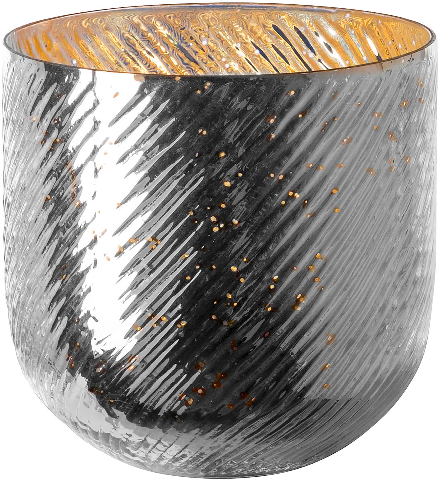 FINK Windlicht "VICKY", B/H/T: 25cm, silber, Garten, Kerzenhalter, Kerzenhalter aus Glas, in Rillenoptik