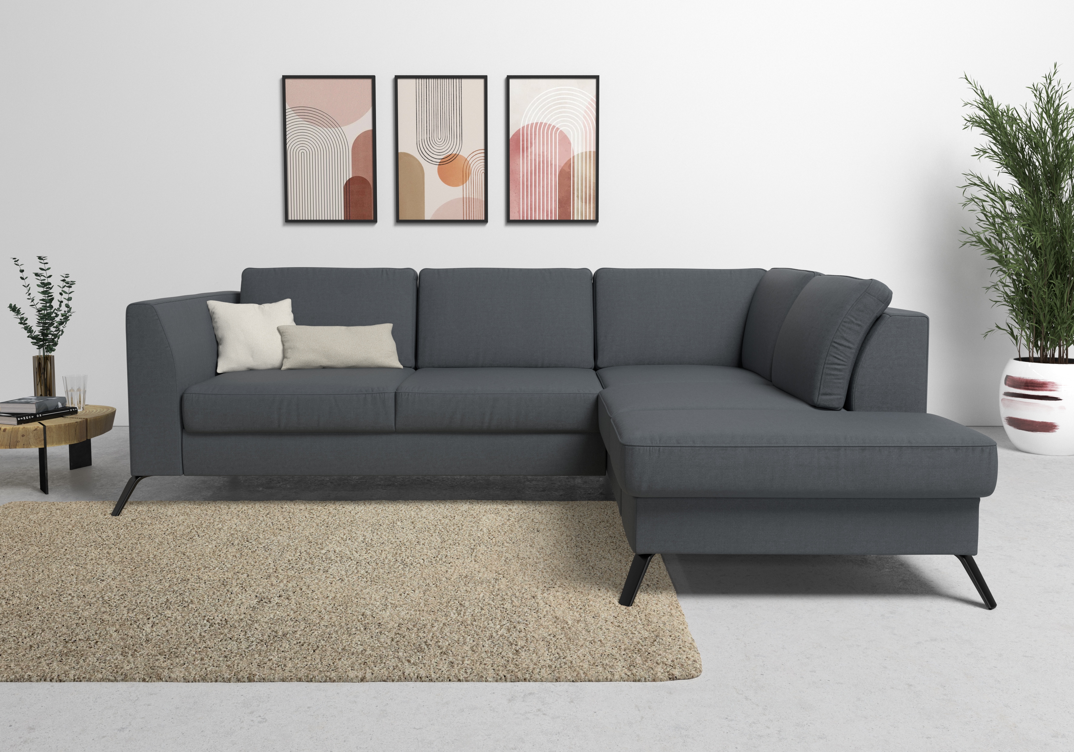 sit&more Ecksofa "Olsen L-Form" inklusive Sitztiefenverstellung, optional Schlaffunktion, 15cm hoch