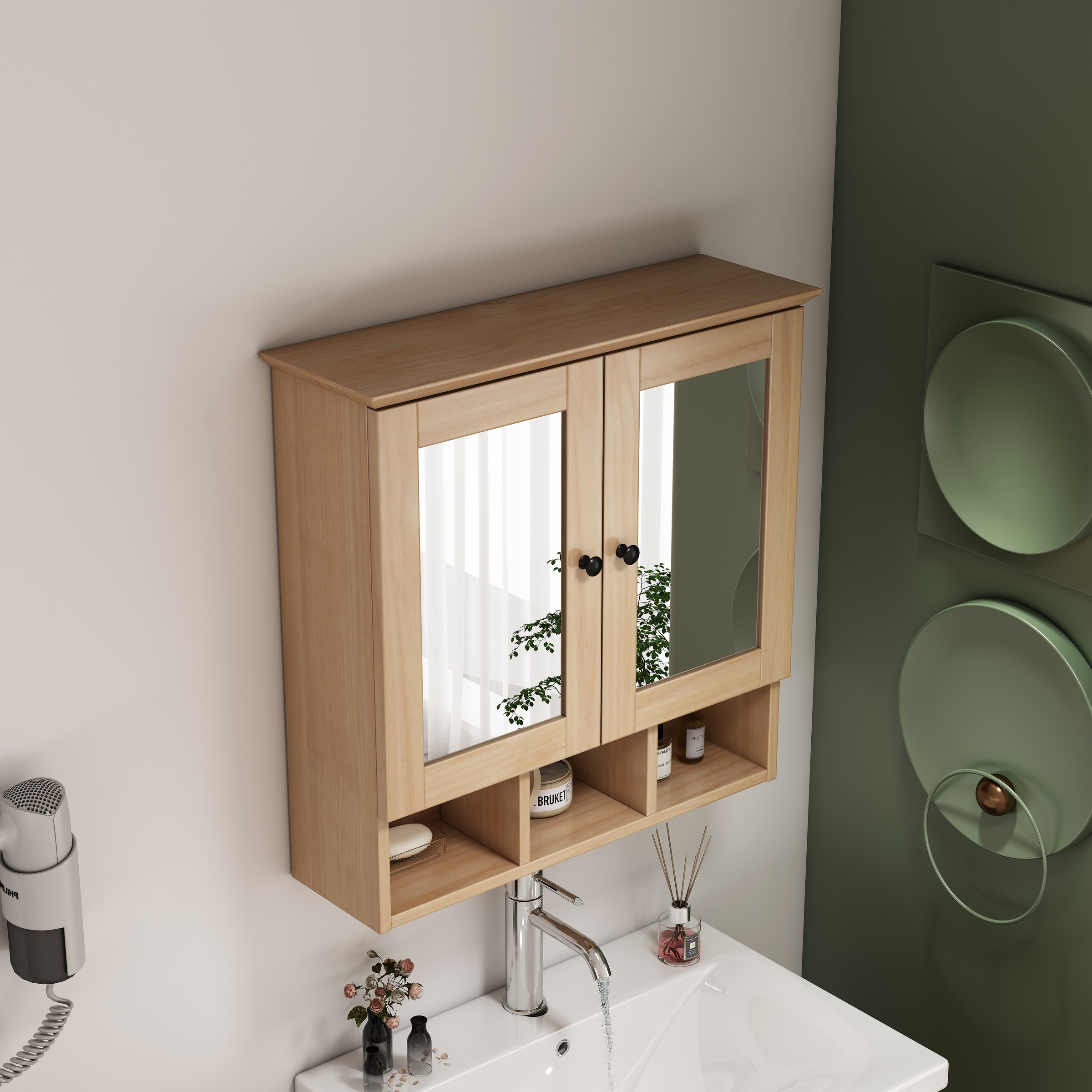 welltime Spiegelschrank "STOCKHOLM" mit 2 Spiegeltüren, offenen Fächern und günstig online kaufen