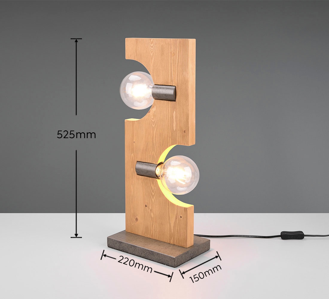 TRIO Leuchten Schreibtischlampe »Tailor«, 2 flammig-flammig, Tischleuchte  exkl. 2xE27 max 10W, Schnurschalter, Holz naturbelassen | BAUR