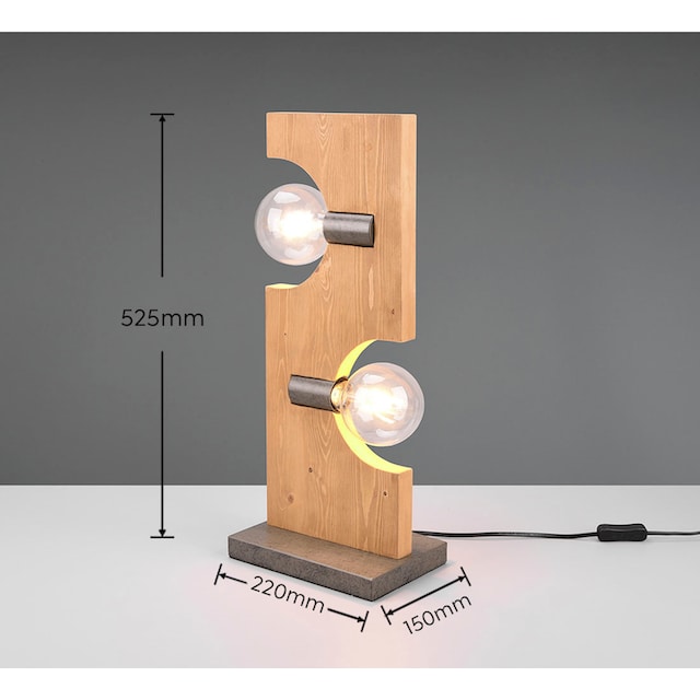 TRIO Leuchten Schreibtischlampe »Tailor«, 2 flammig-flammig, Tischleuchte  exkl. 2xE27 max 10W, Schnurschalter, Holz naturbelassen | BAUR