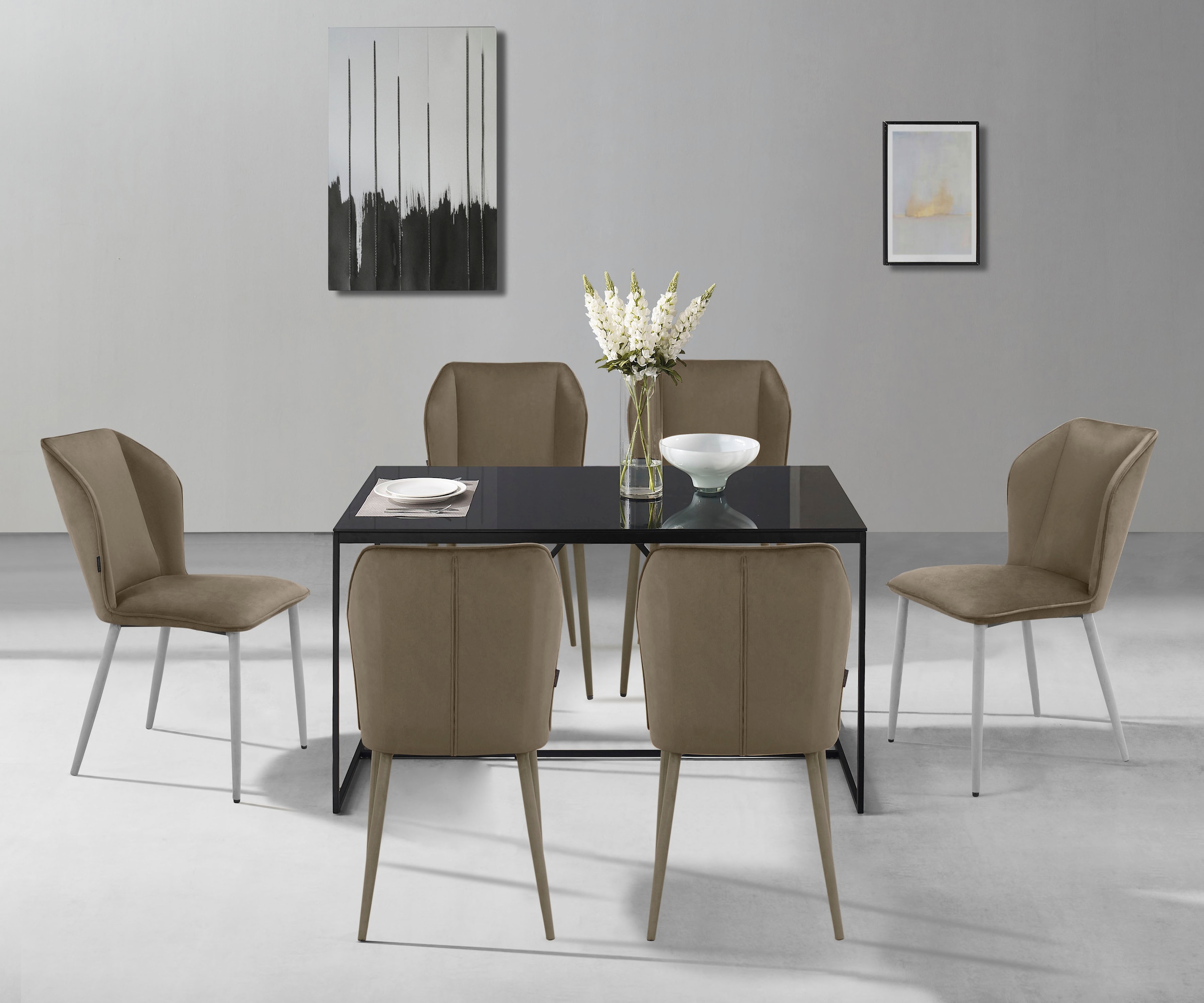 INOSIGN Esszimmerstuhl »Koa«, 2 St., Veloursstoff, in Velourstoff, mit Sitz und Rücken gepolstert, Sitzhöhe 49 cm