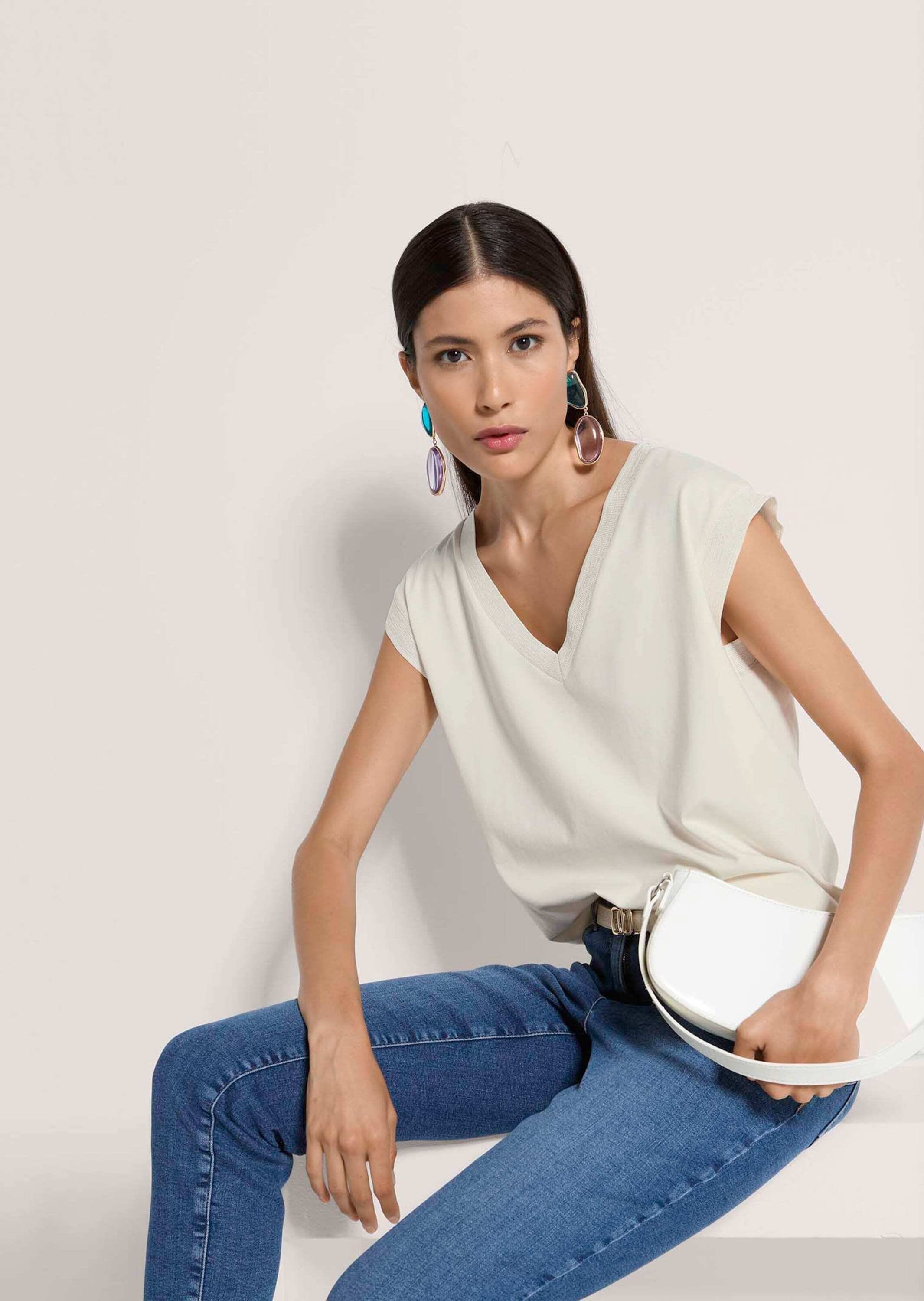 MADELEINE Kurzarmshirt »Jerseyshirt Sommershirt mit Rippenbändern« Breites Rippenband