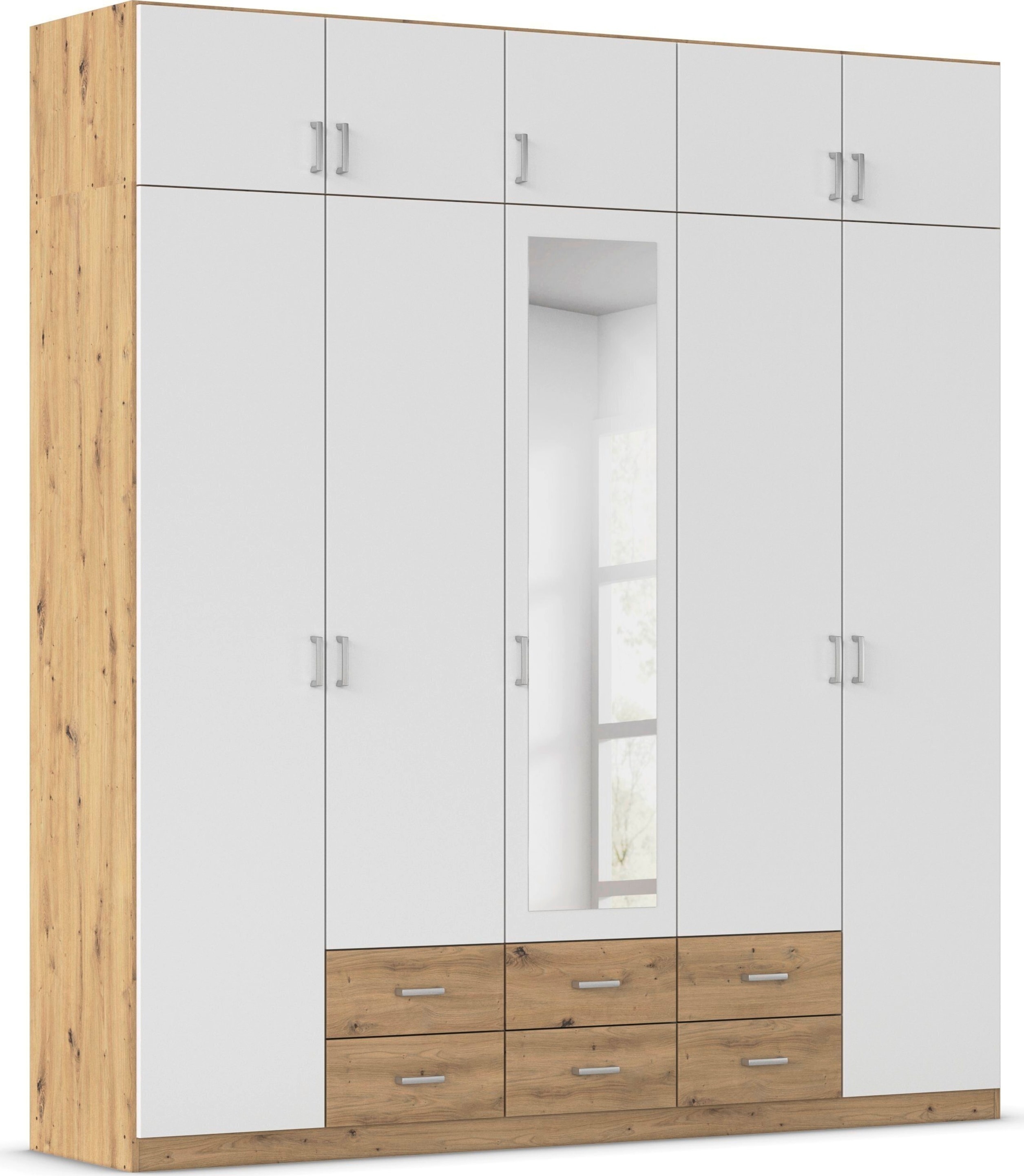 rauch Kleiderschrank "Schrank Garderobe Wäscheschrank GAMMA in 4 Breiten 91-226 cm" 3 verschiedene Ausstattungen BASIC/CLASSIC/PREMIUM (inkl. SOFT-CLOSE), mit Schubladen und Schrankaufsatz sowie Spiegel MADE IN GERMANY