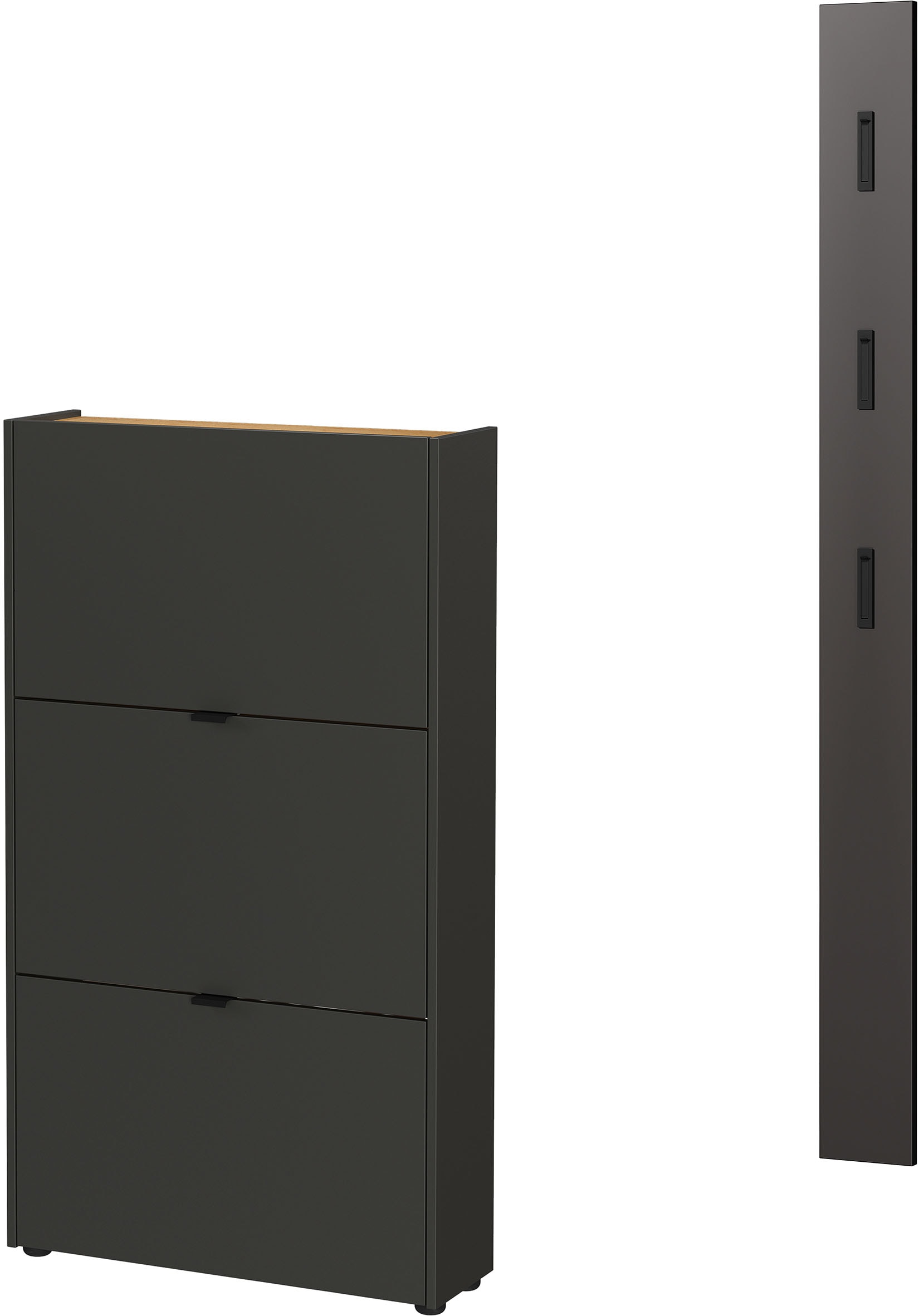 Garderoben-Set GERMANIA, B:101cm H:200cm T:22cm, grau, Kunststoff, Metall, Spanplatte, Flur, Kastenmöbel-Sets, "GW-Ameca", 2-tlg. Set