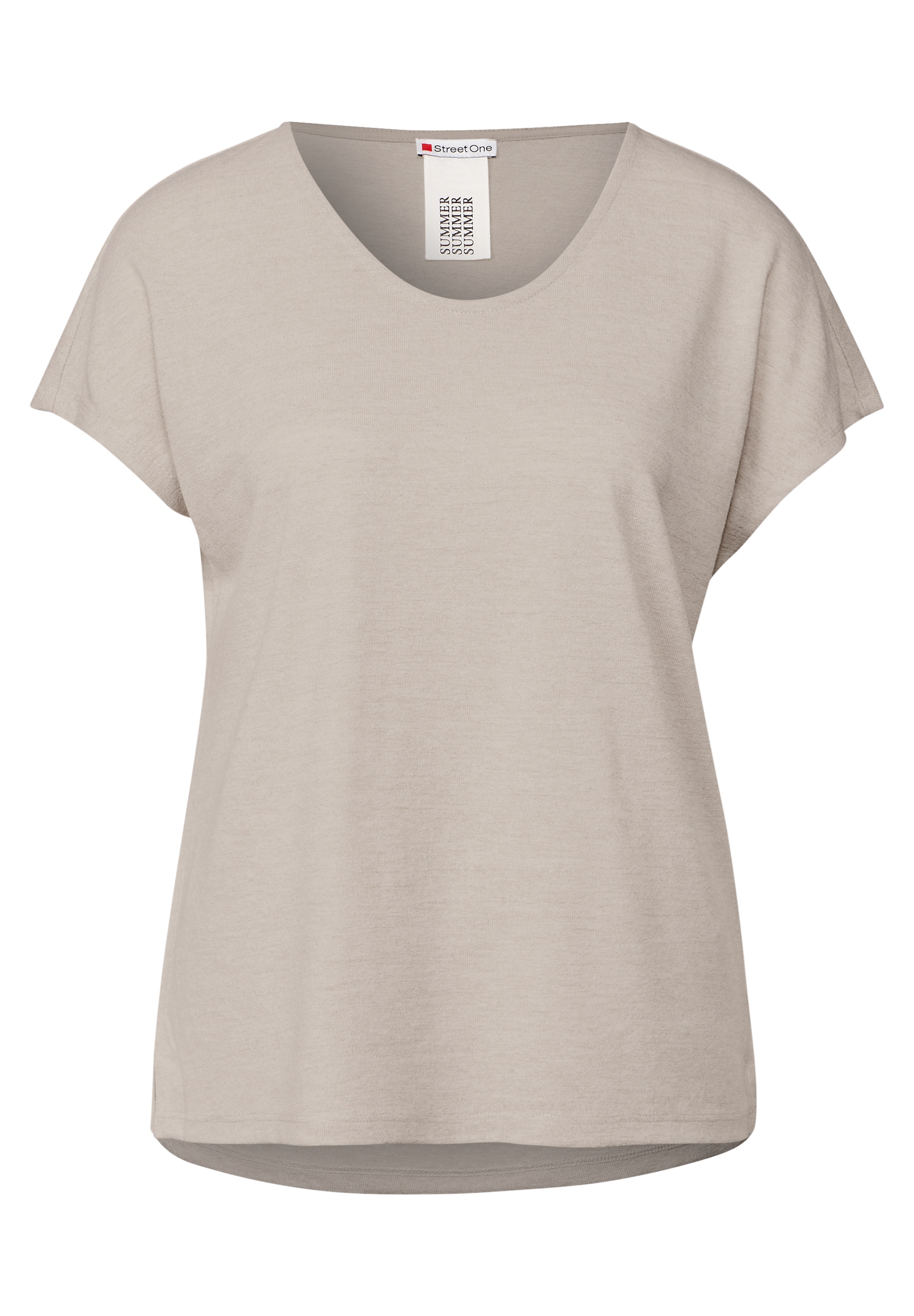 STREET ONE T-Shirt, mit abgerundetem V-Ausschnitt