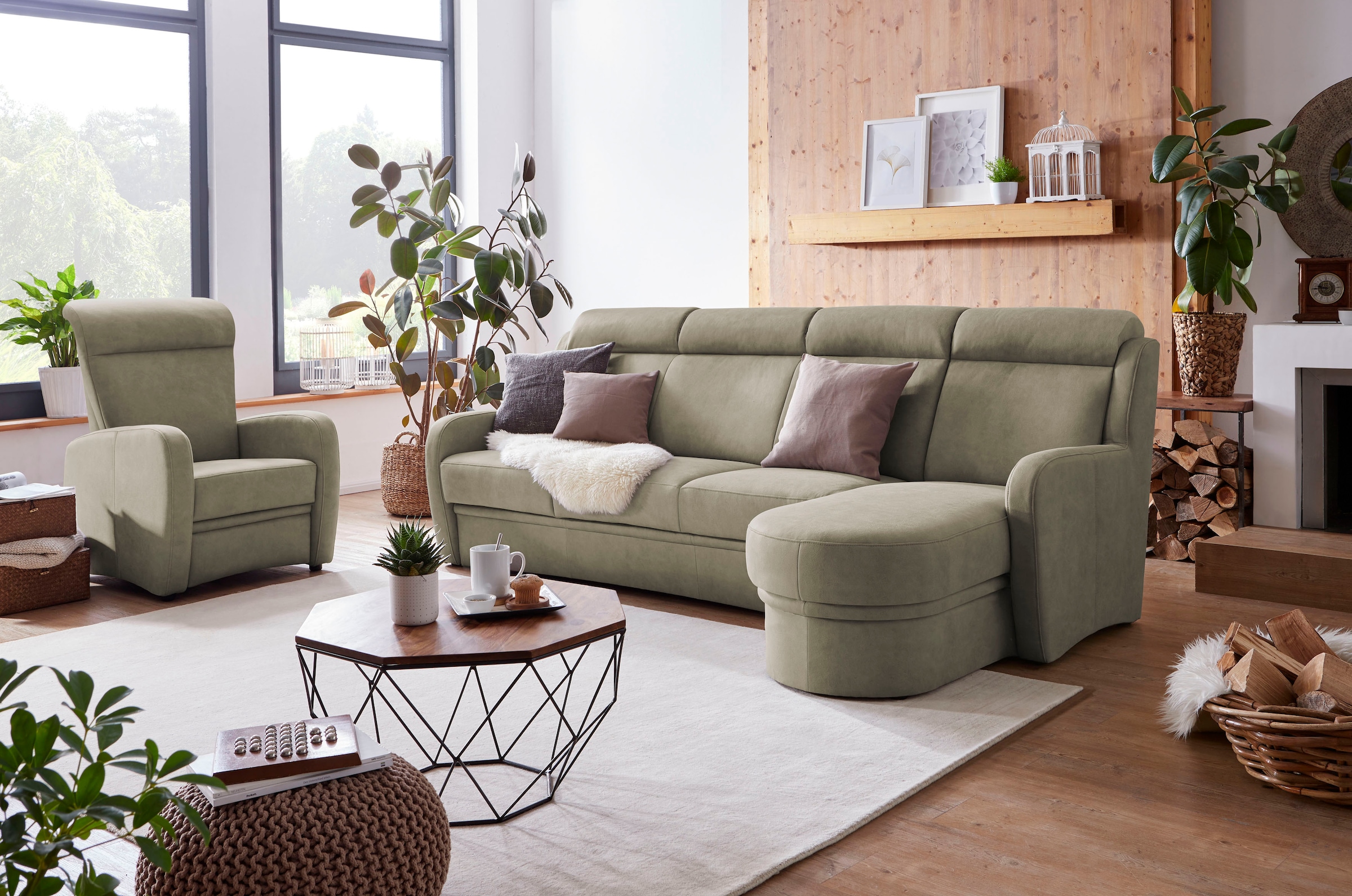 VILLA BECK Ecksofa »Varese L-Form«, (2 St.), Kopfteilverstellung, wahlweise mit Sitzvorzug, in Sitzhöhe 46 cm