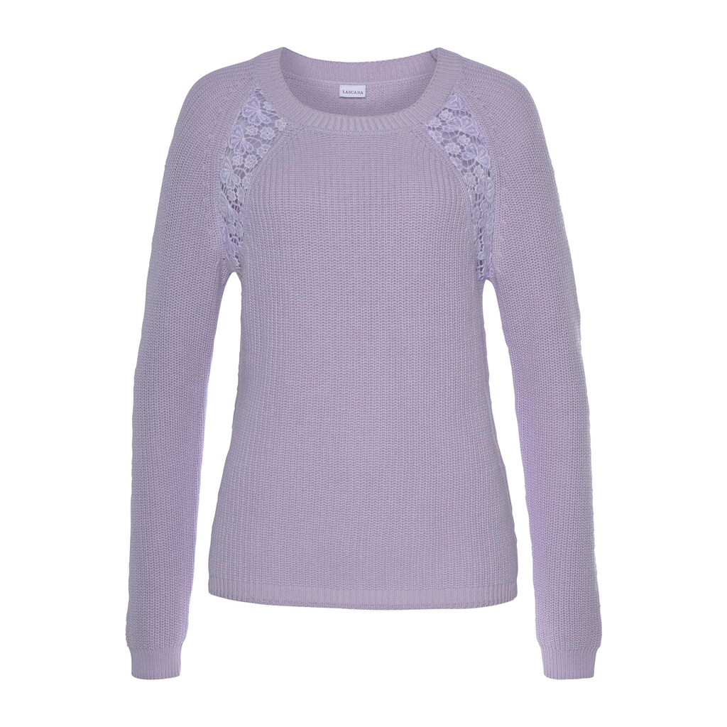 LASCANA Strickpullover, mit Spitzeneinsätzen