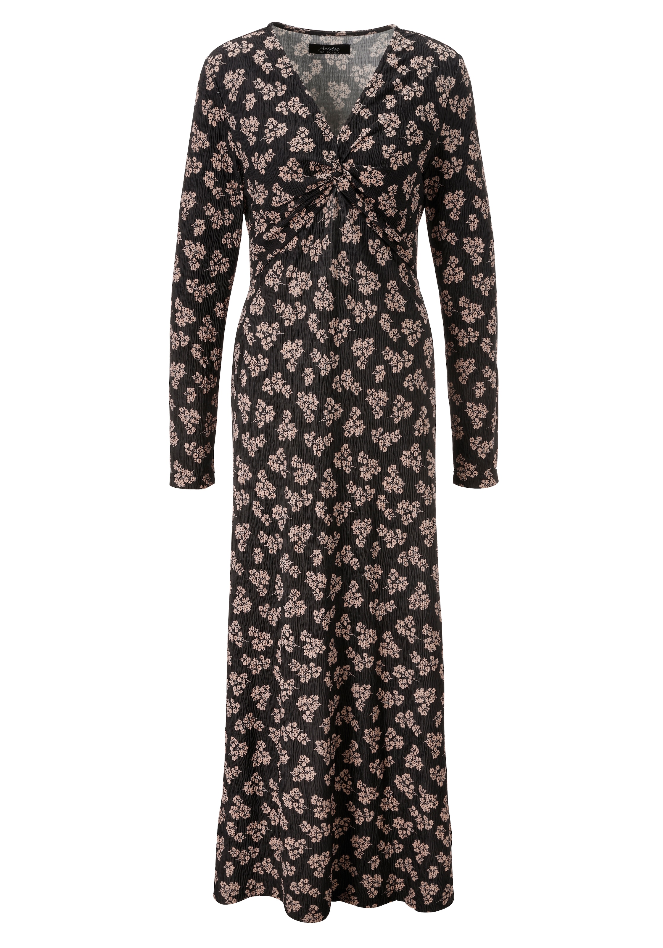 Aniston SELECTED Jerseykleid plissierter Jerseyware und geknotete Wickeloptik - NEUE KOLLEKTION