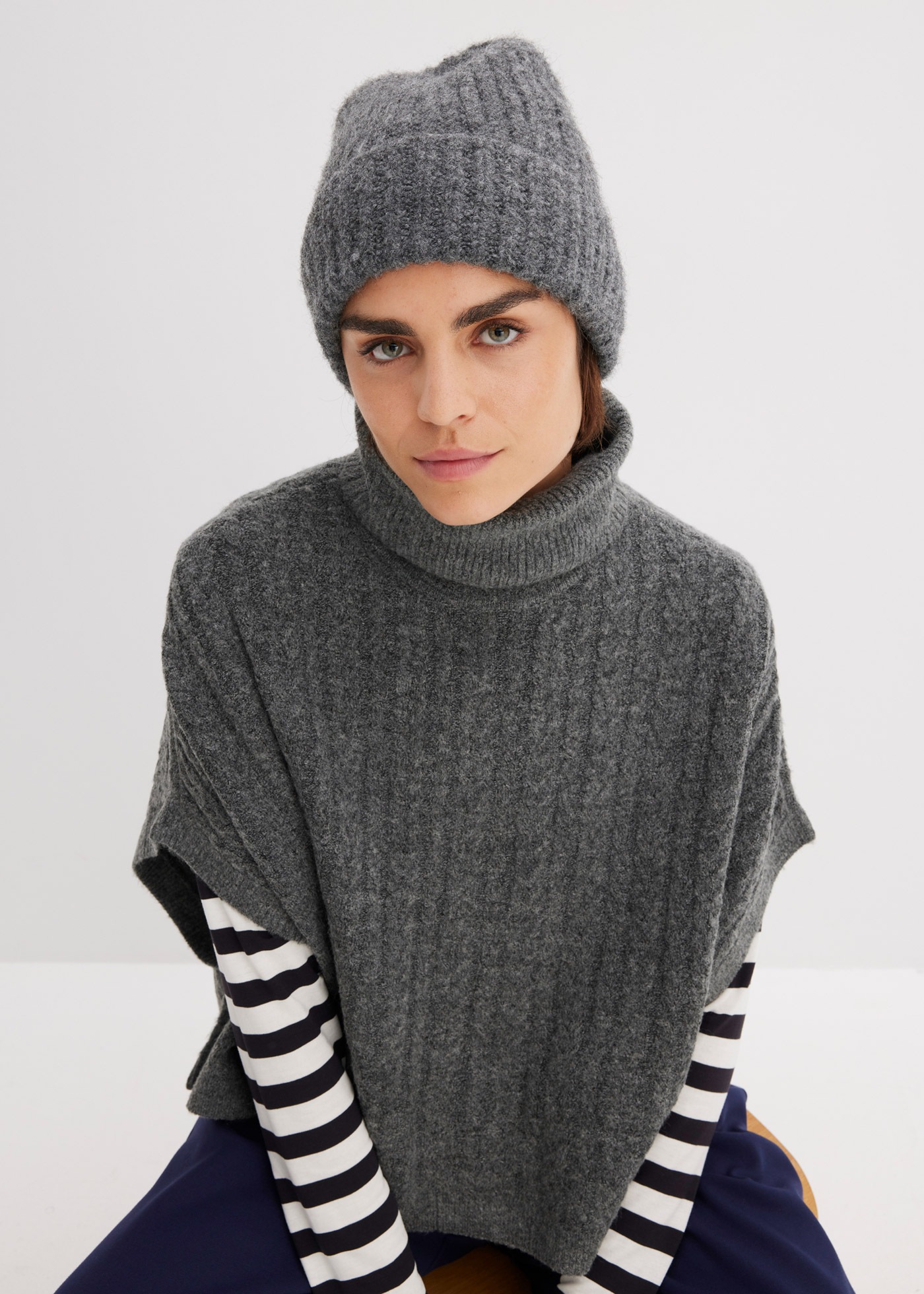 bonprix Strickmütze "Mütze" aus Polyester, Polyacryl, Wolle und Polyamid, l günstig online kaufen