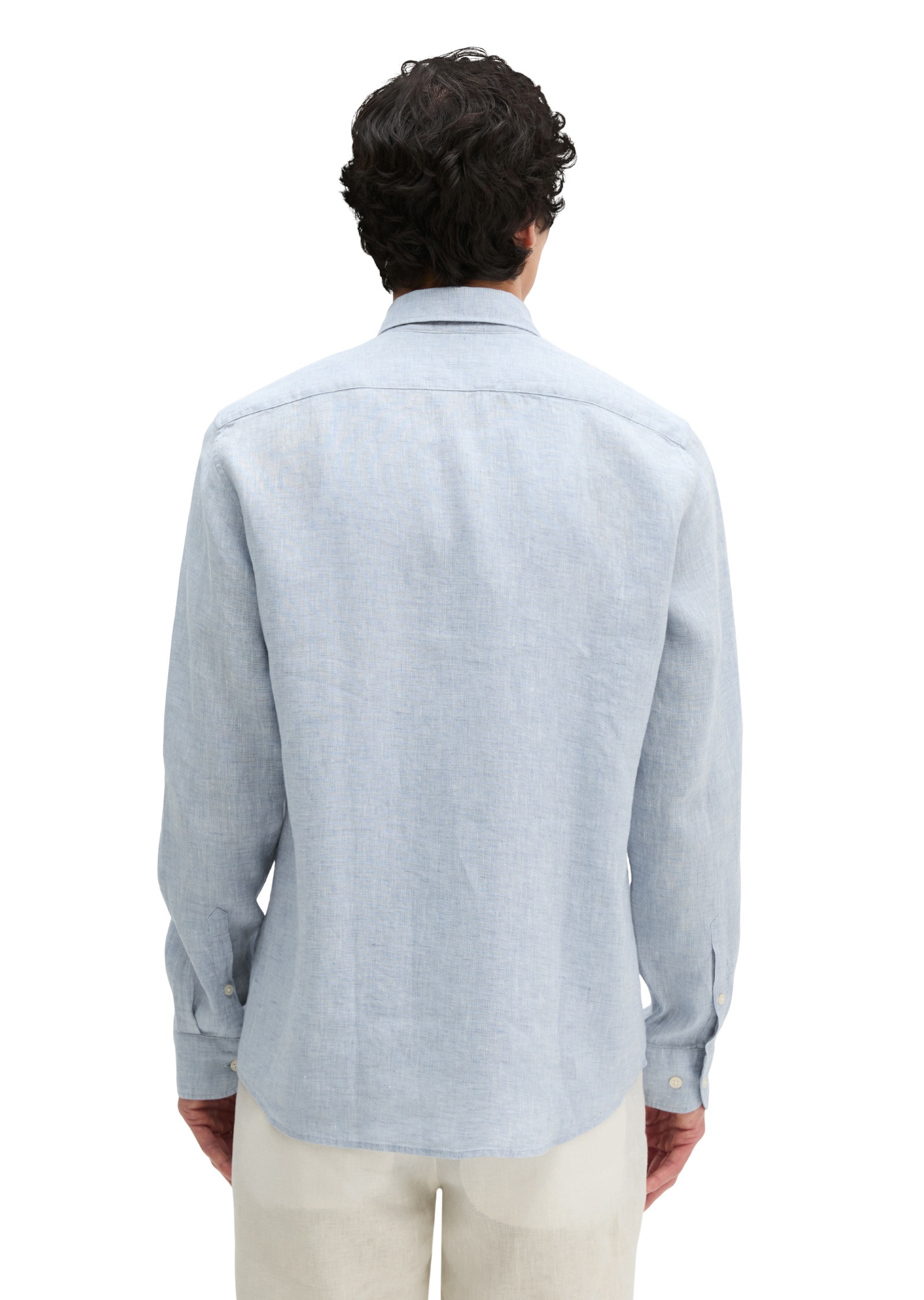 Langarmhemd MARC O'POLO, Herren, Gr. XL, N-Gr, mulit, angels wings, Web, Obermaterial: 100% Leinen, normal, Manschette, Hemden, shaped fit aus feinem Leinen-Chambray 2