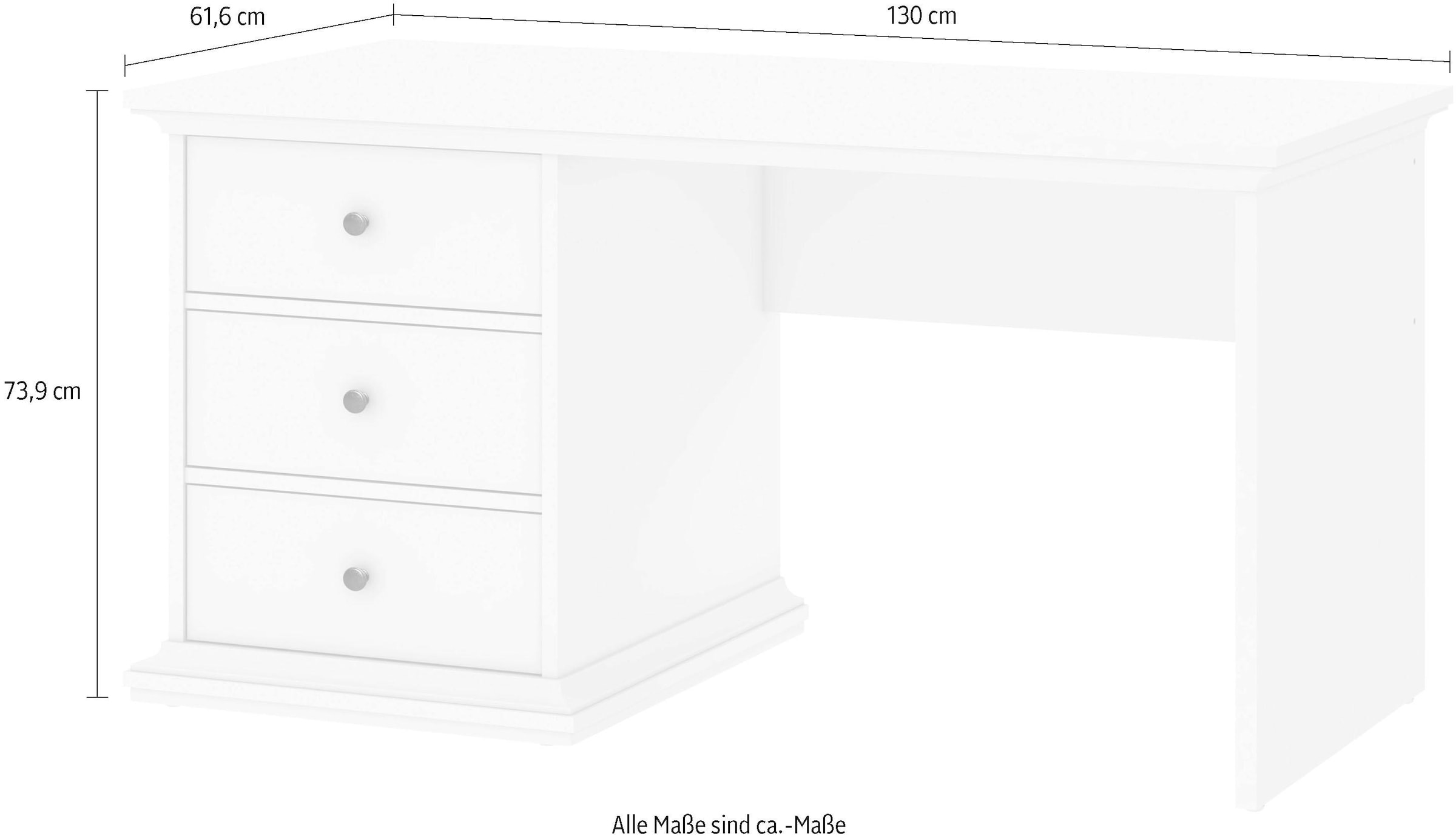 Home affaire Schreibtisch »Paris«, erstrahlt in schöner Holzoptik, Breite 130 cm