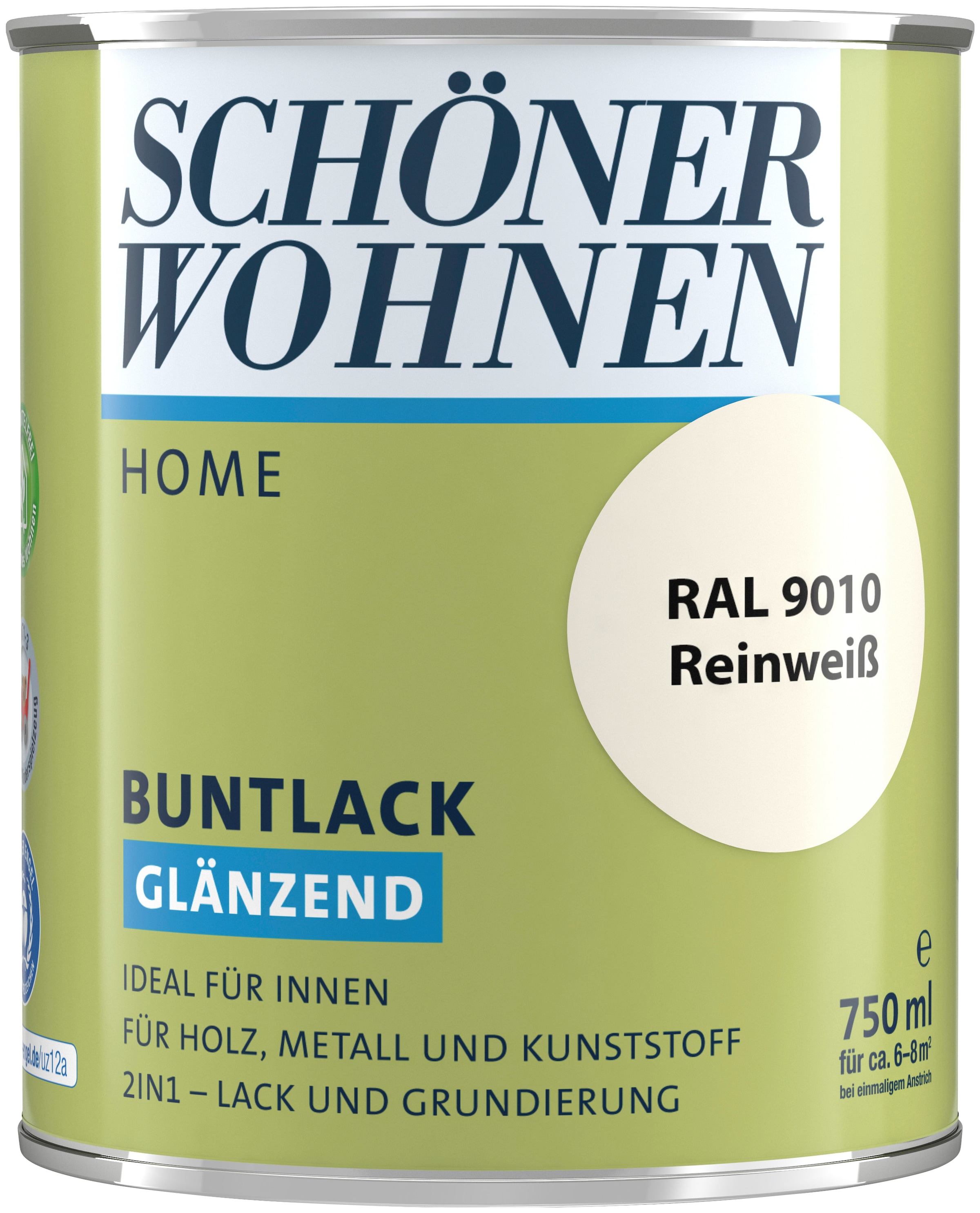 SCHÖNER WOHNEN FARBE Lack »Home Buntlack«, 750 ml, reinweiß RAL 9010, glänzend, ideal...