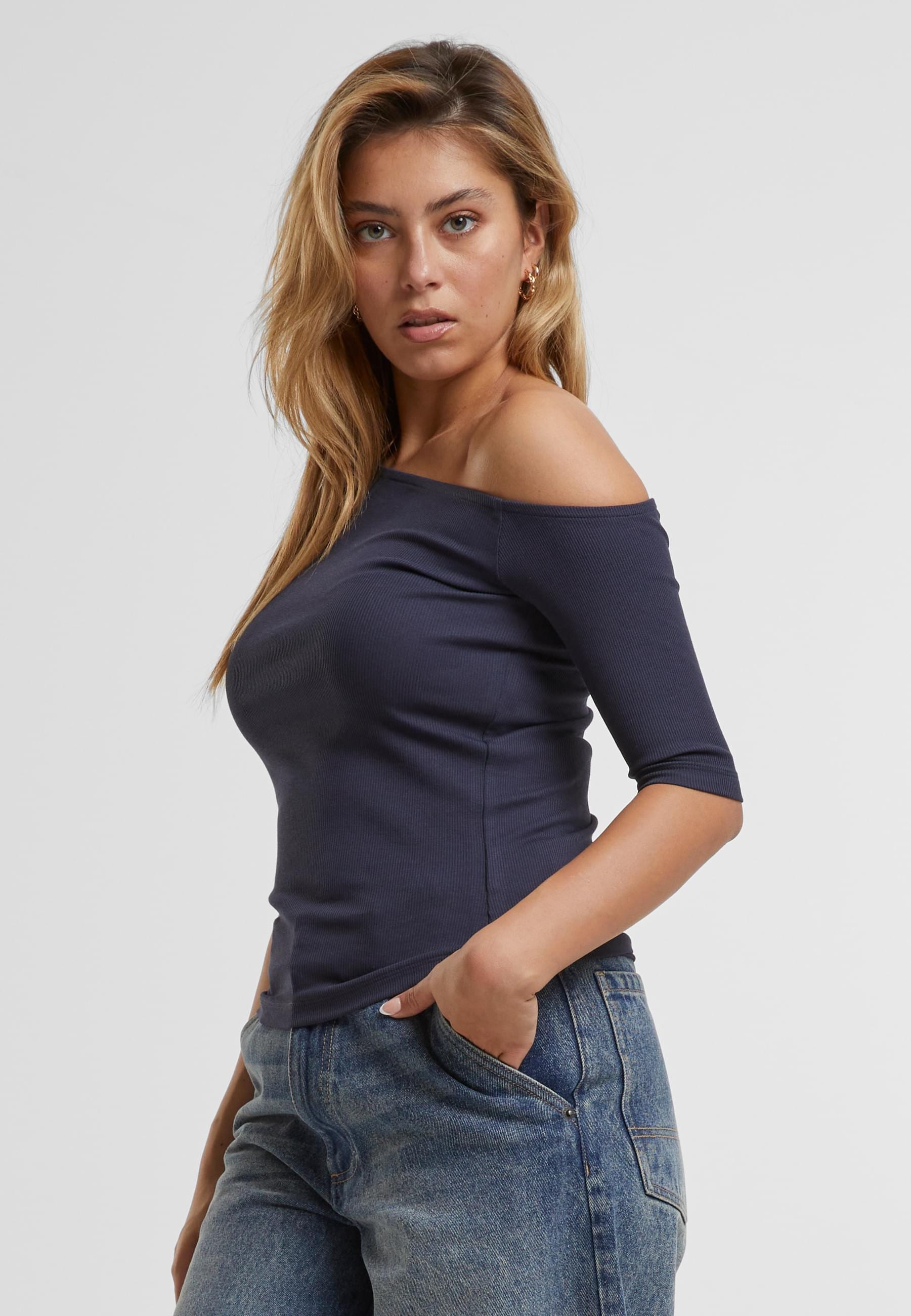 URBAN CLASSICS T-Shirt »Urban Classics Ladies Organic Asymmetric Rib Tee«, (1 tlg.)