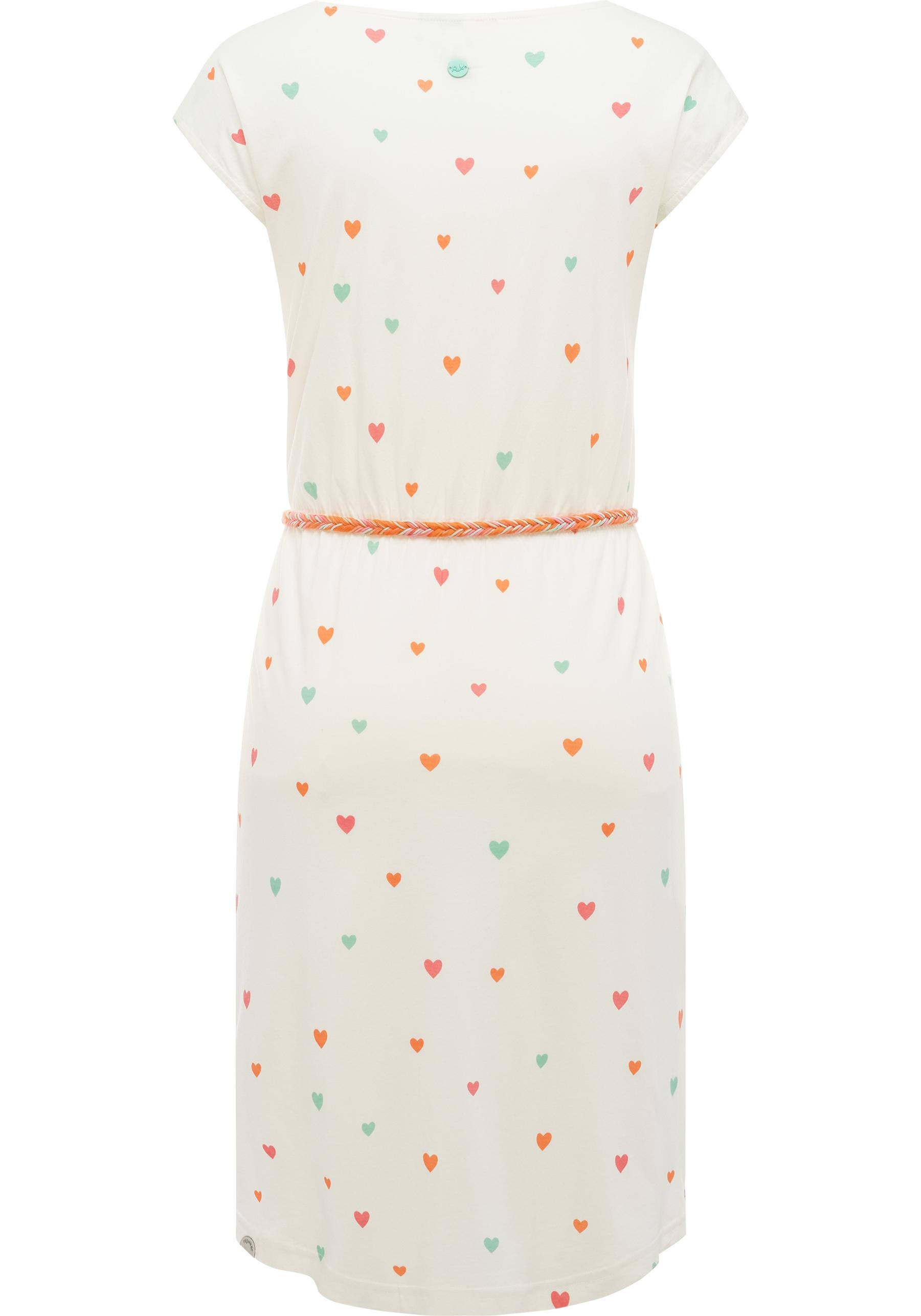 Ragwear Shirtkleid »Lilithe Hearts YOUMODO« Eingrifftaschen Sommerkleid mit Herzchen-Print und Flechtgürtel