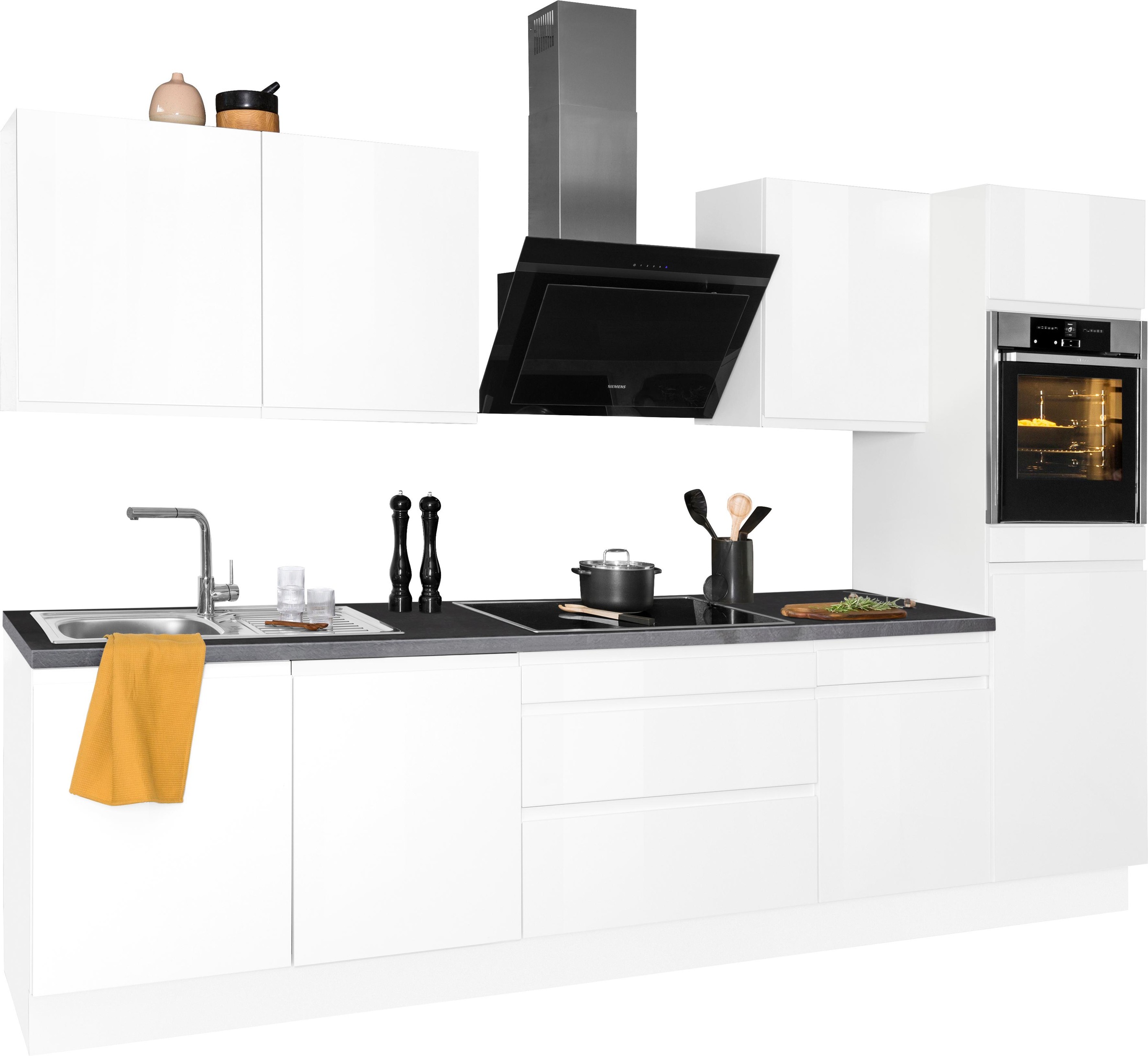 KOCHSTATION Küchenzeile "KS-Avio" 38 mm starke Arbeitsplatte und Hochglanz- günstig online kaufen