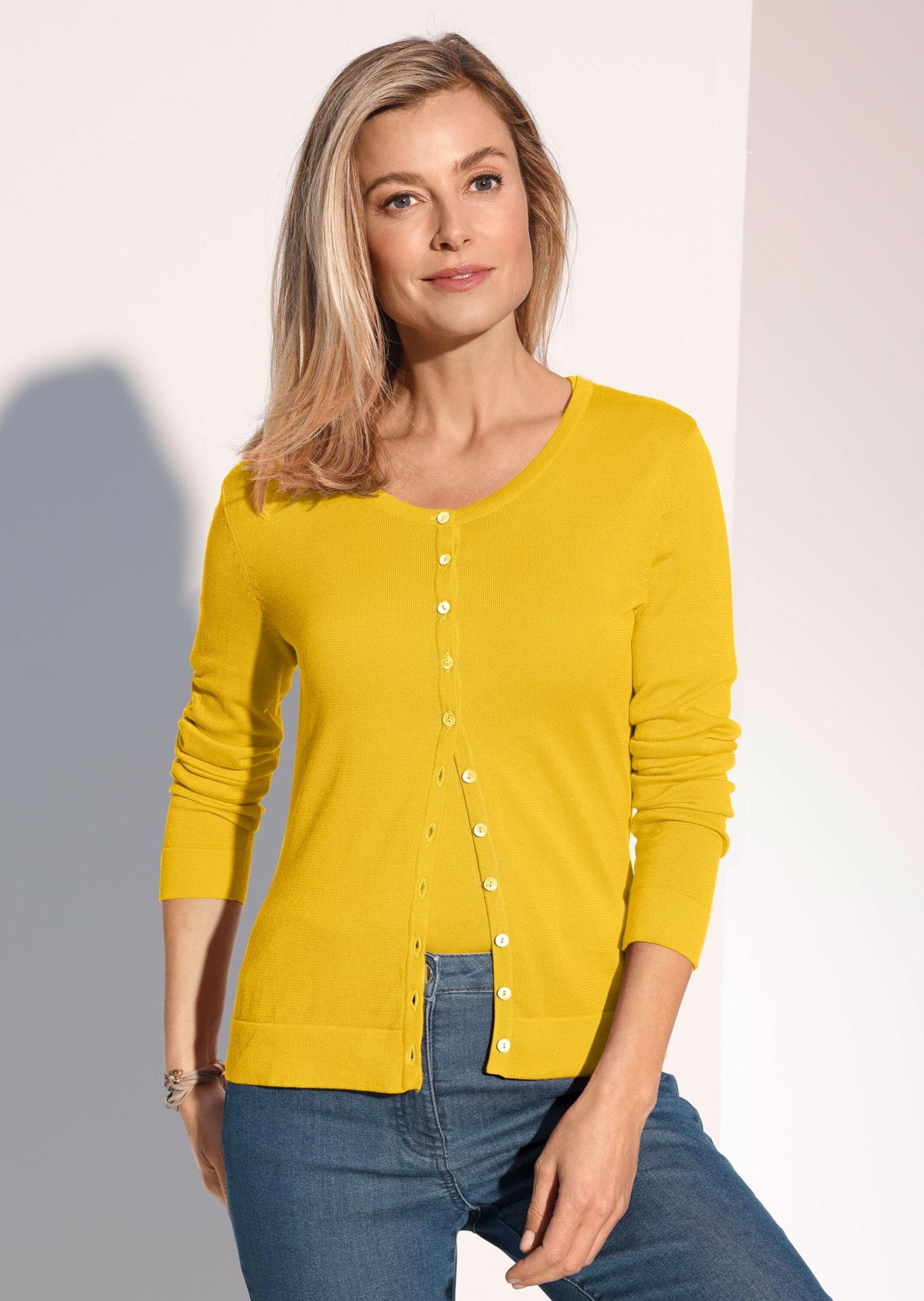 Thumbnail - GOLDNER Strickpullover "Kurzgröße Figurnahes Twin-Set aus Pima-Baumwolle"