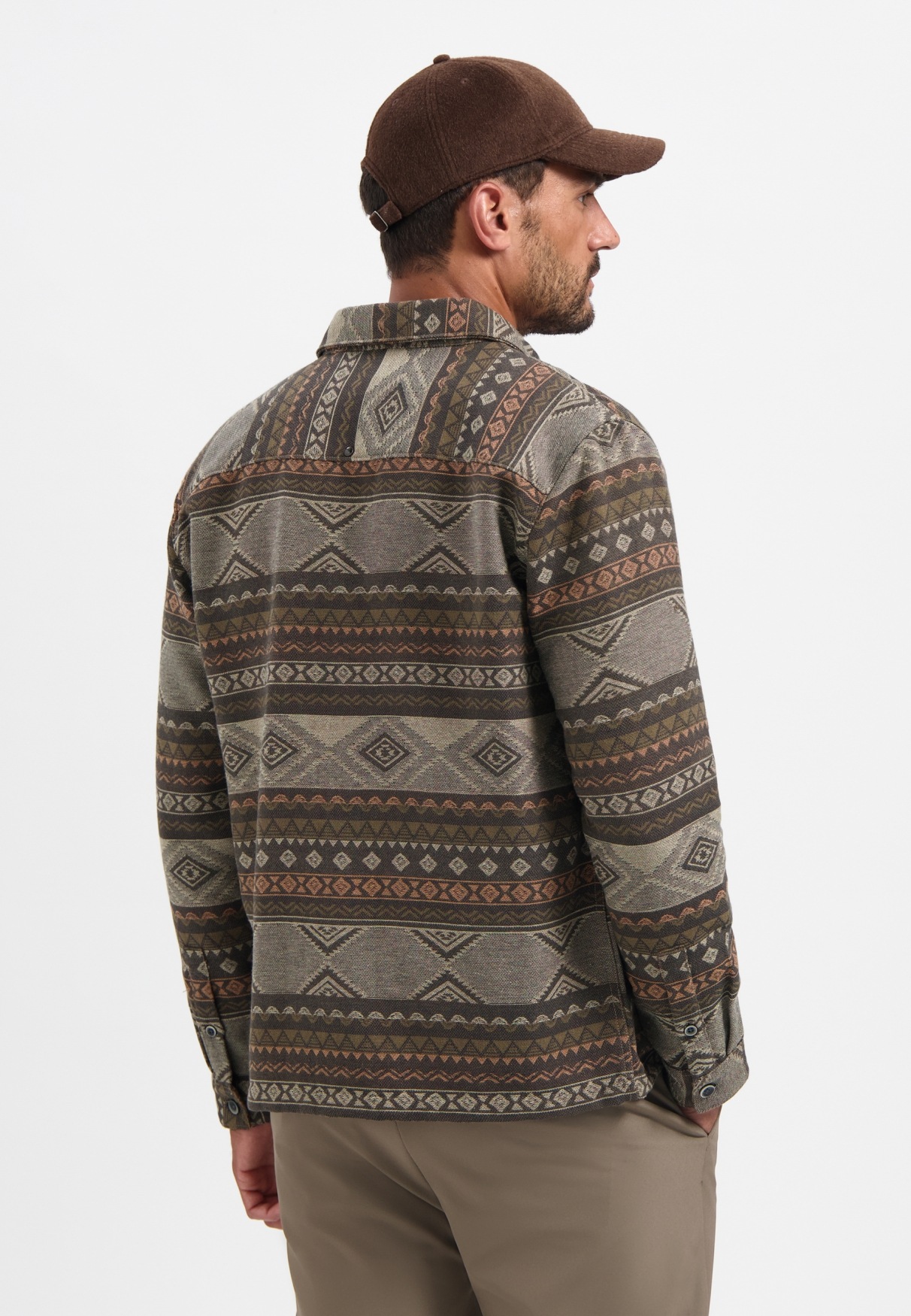 NO EXCESS Langarmhemd »No Excess Jacquard-Overshirt mit Muster«