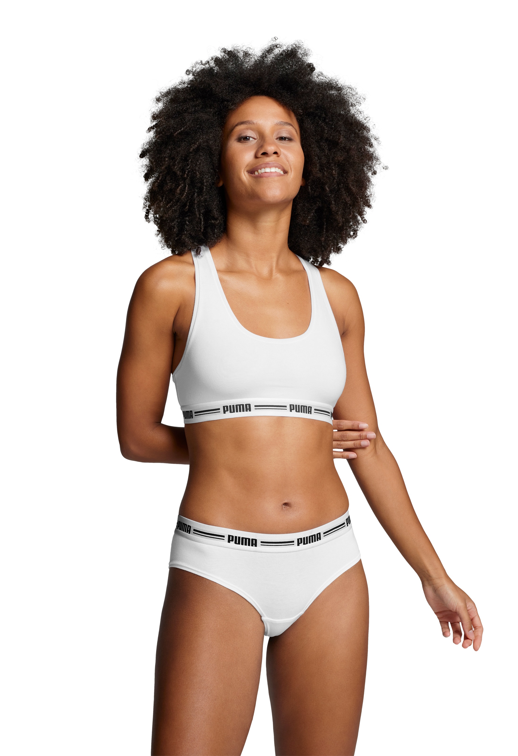 PUMA Brasilslip »PUMA WOMEN BRAZILIAN 2P PACK«, (2er Pack), Breiter elastischer Logobund