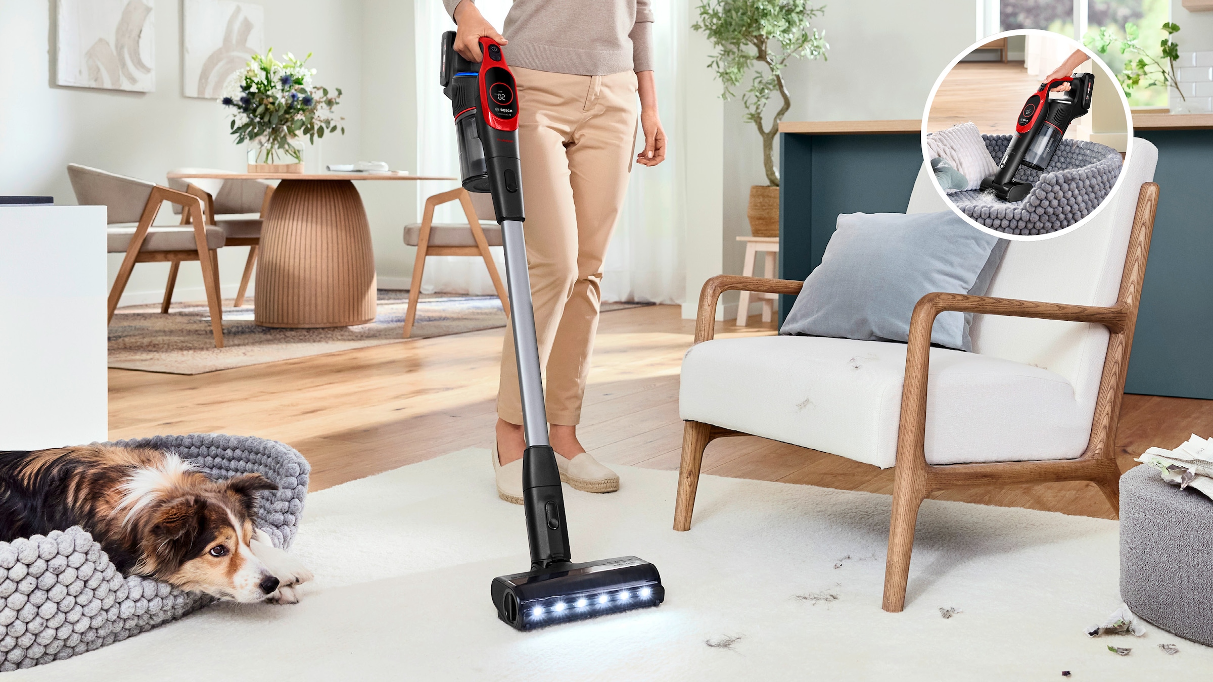 BOSCH Akku-Stielstaubsauger »Neuheit Unlimited 9 ProAnimal BKS941PET, MicroClean™ Technology«, HEPA-Filtersystem, 10 Jahre Motorgarantie, Schnellladegerät, LED Licht