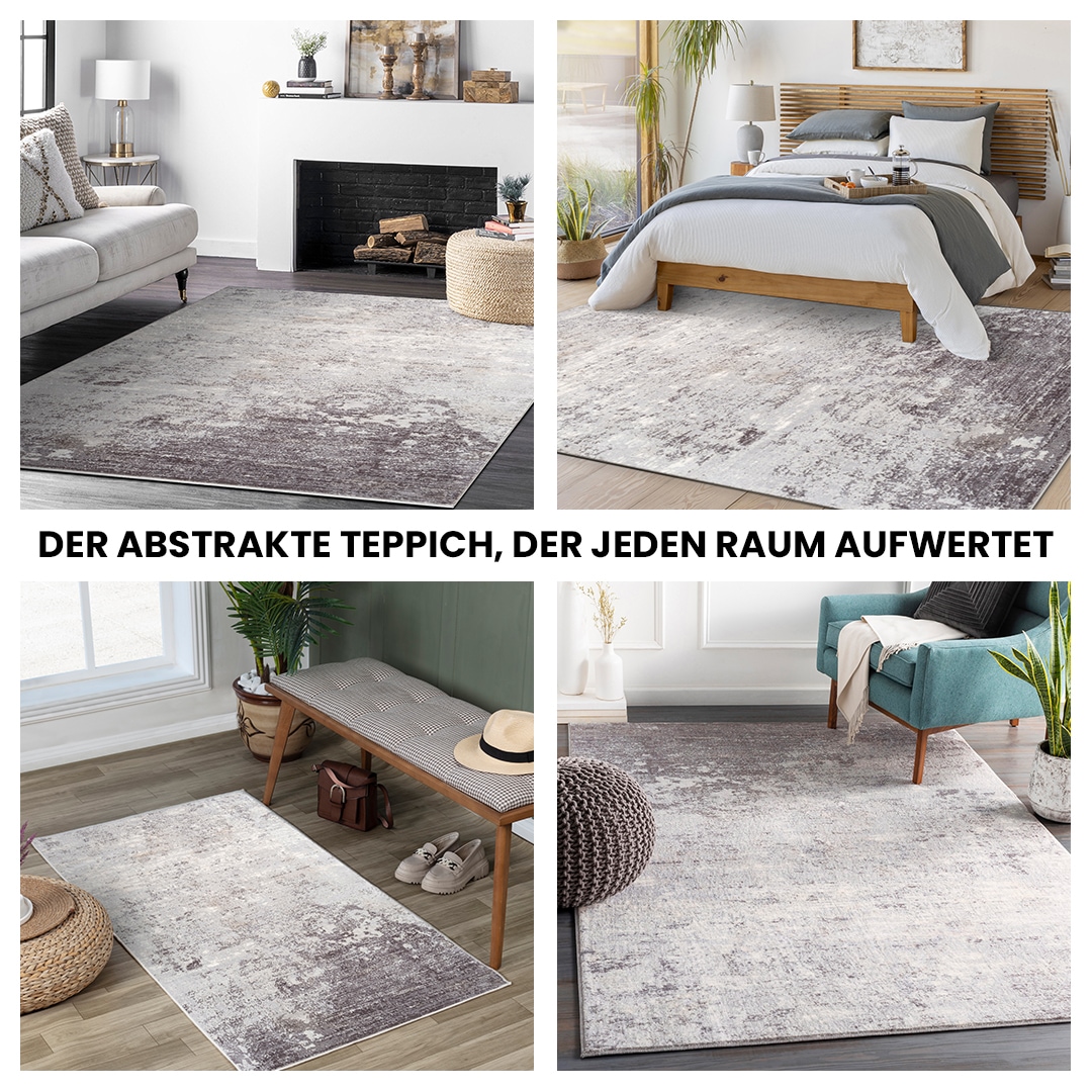 Livabliss Teppich »BANGKOK«, rund, 9 mm Höhe, Designerteppich in Marmor Optik, Kurzflor Wohnzimmerteppich/Läufer